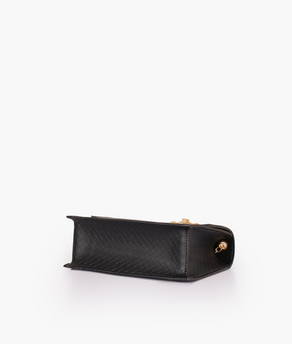 Z.B - Black weaved chain shoulder bag with twist lock