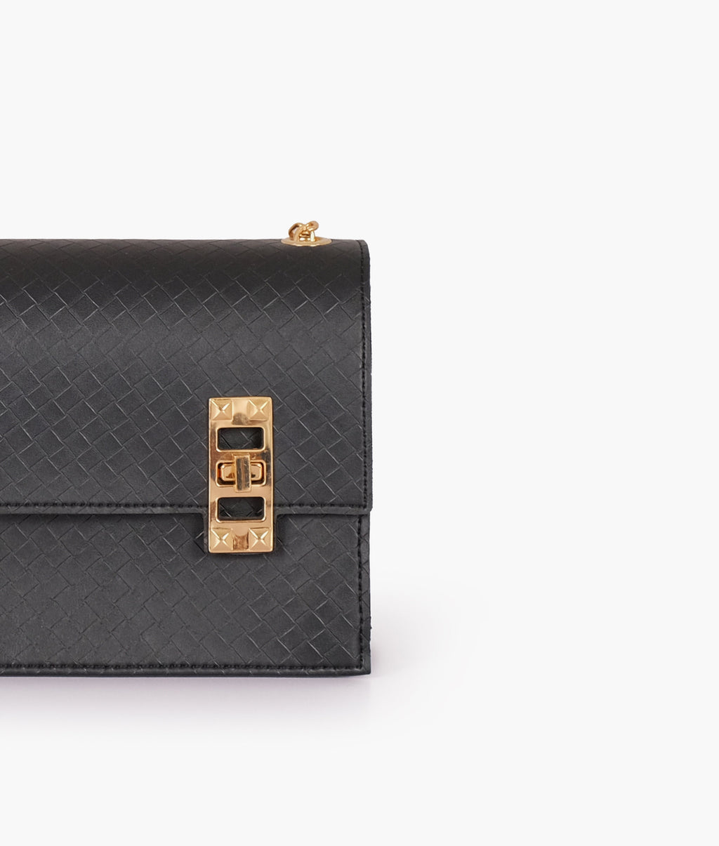 Z.B - Black weaved chain shoulder bag with twist lock