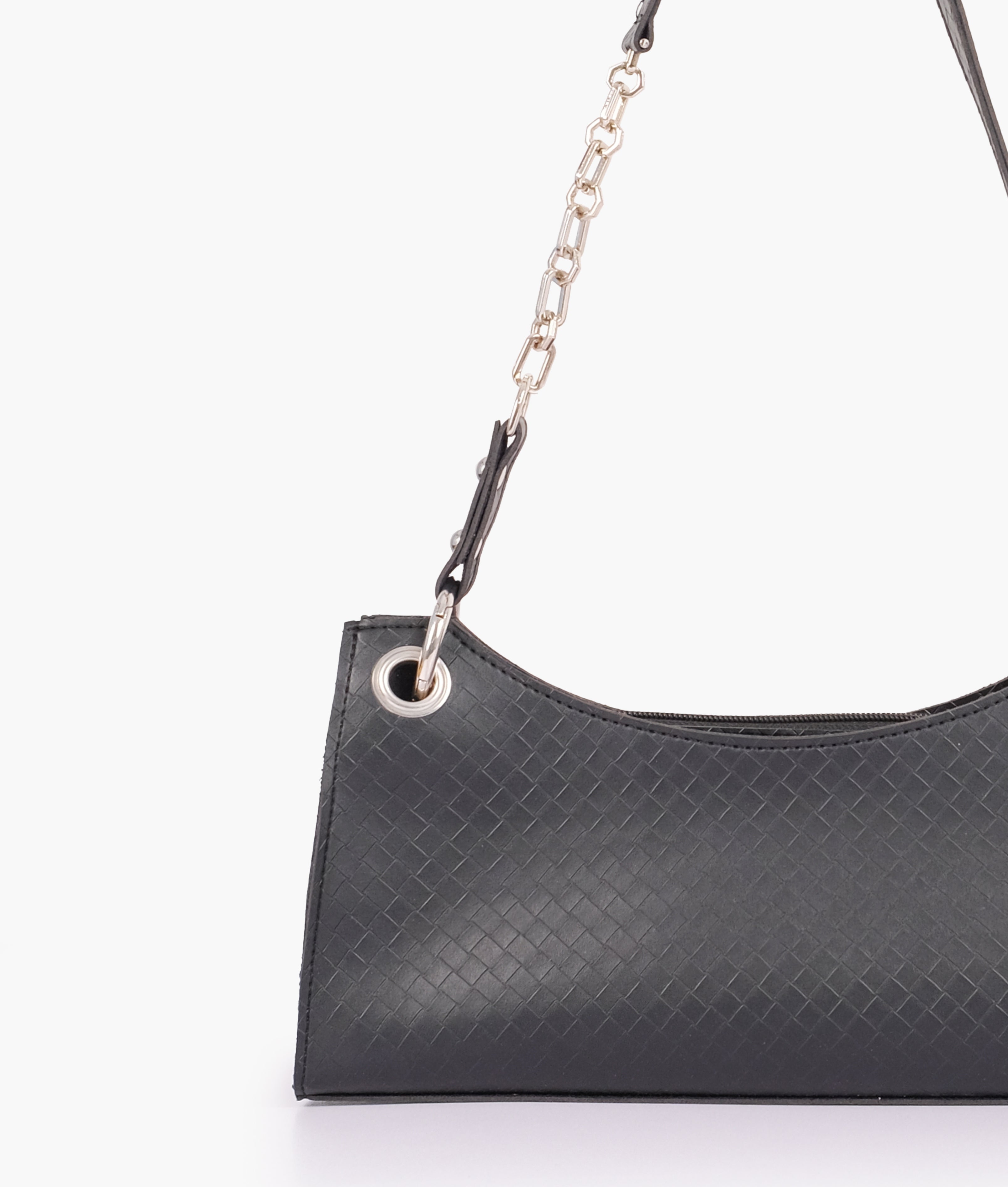 Z.B - Black weaved elongated chain handle purse