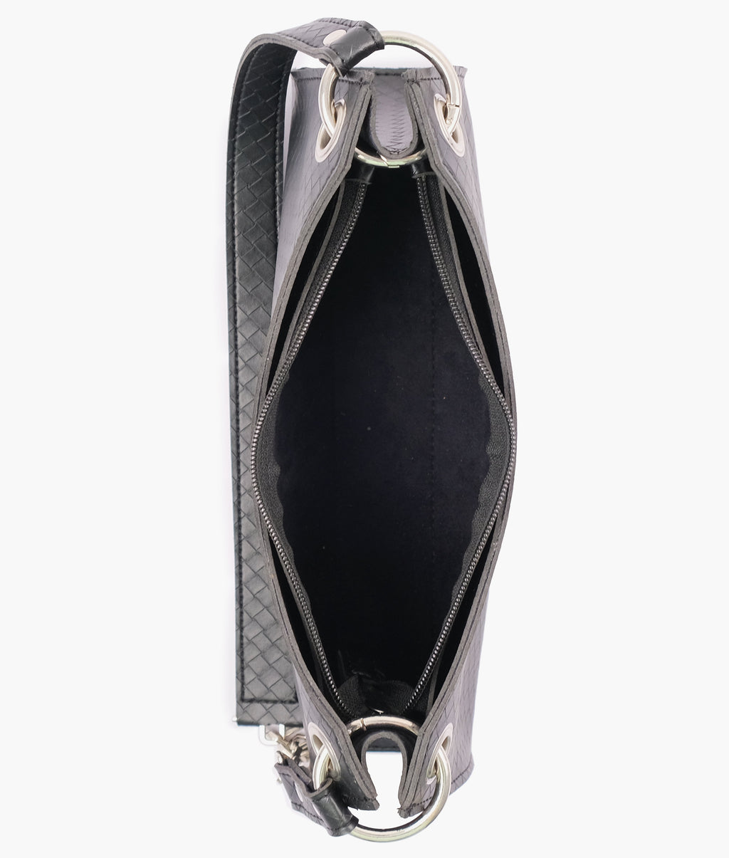 Z.B - Black weaved elongated chain handle purse