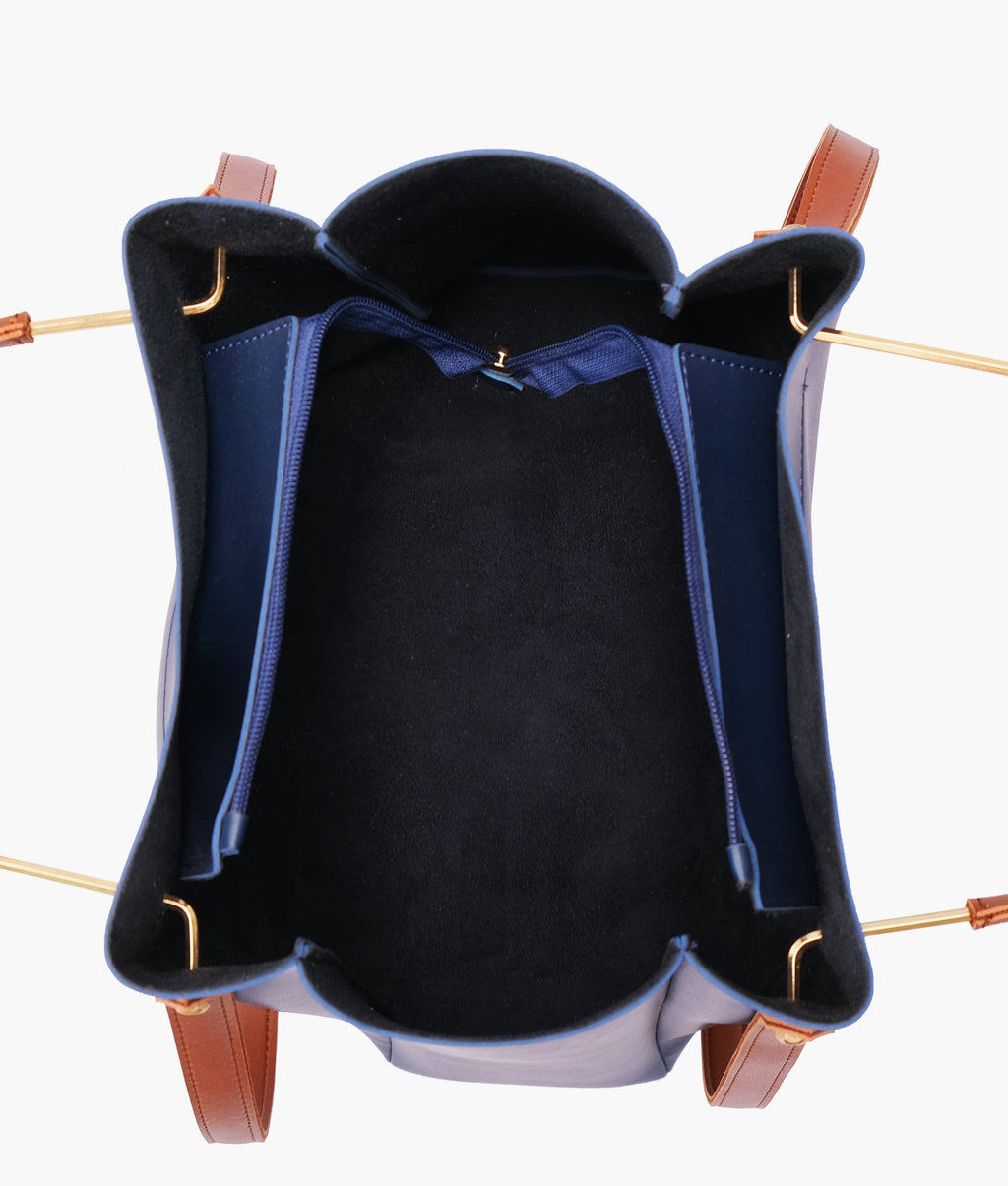 Z.B - Blue metal handle tote bag