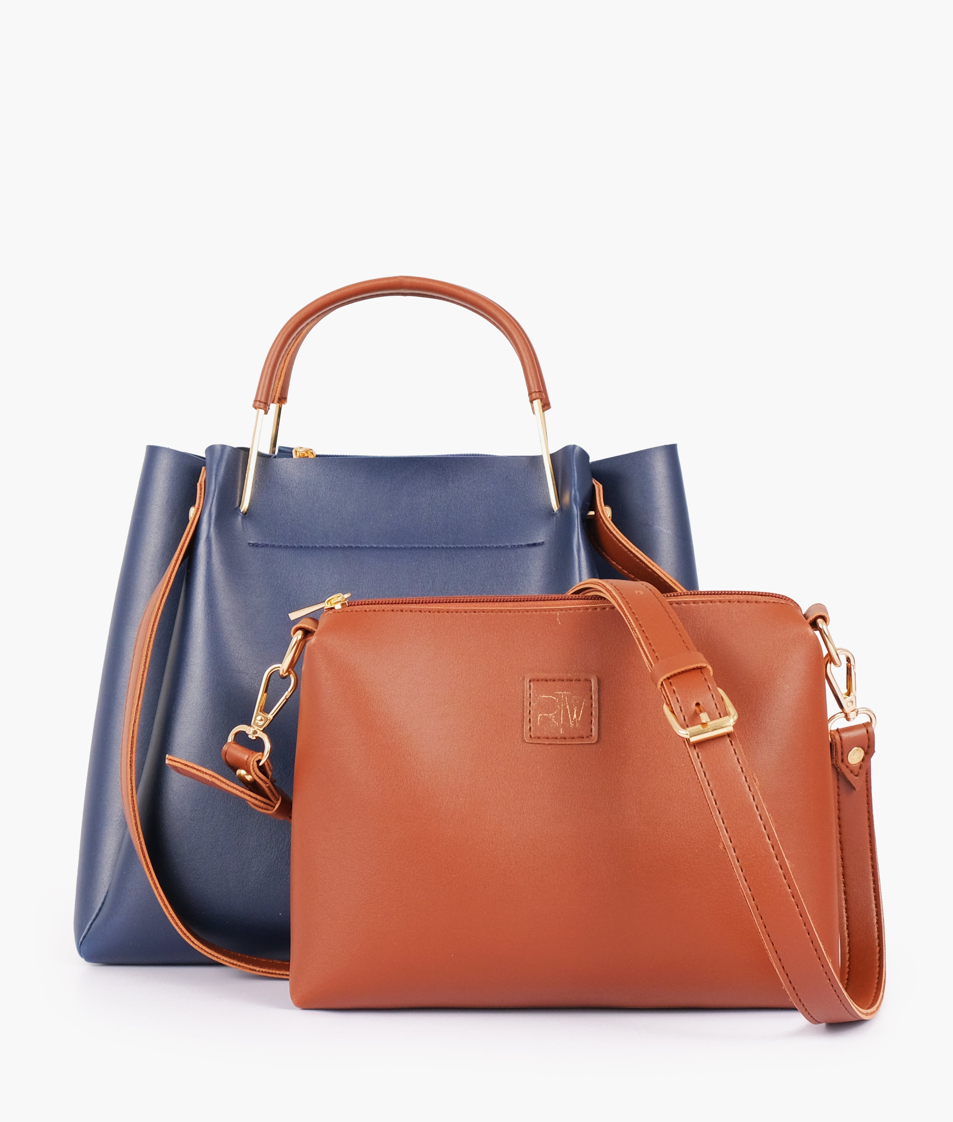 Z.B - Blue metal handle tote bag
