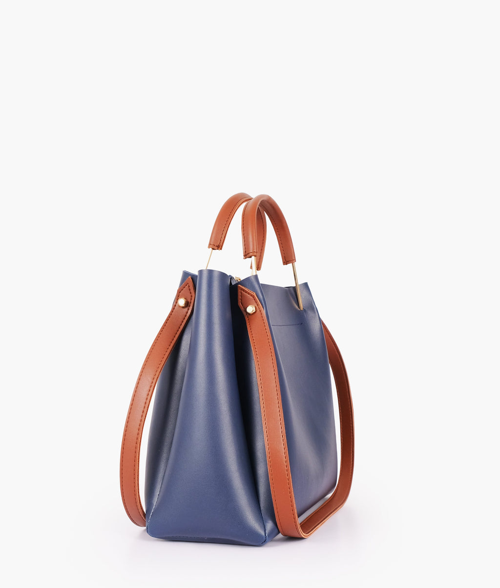 Z.B - Blue metal handle tote bag