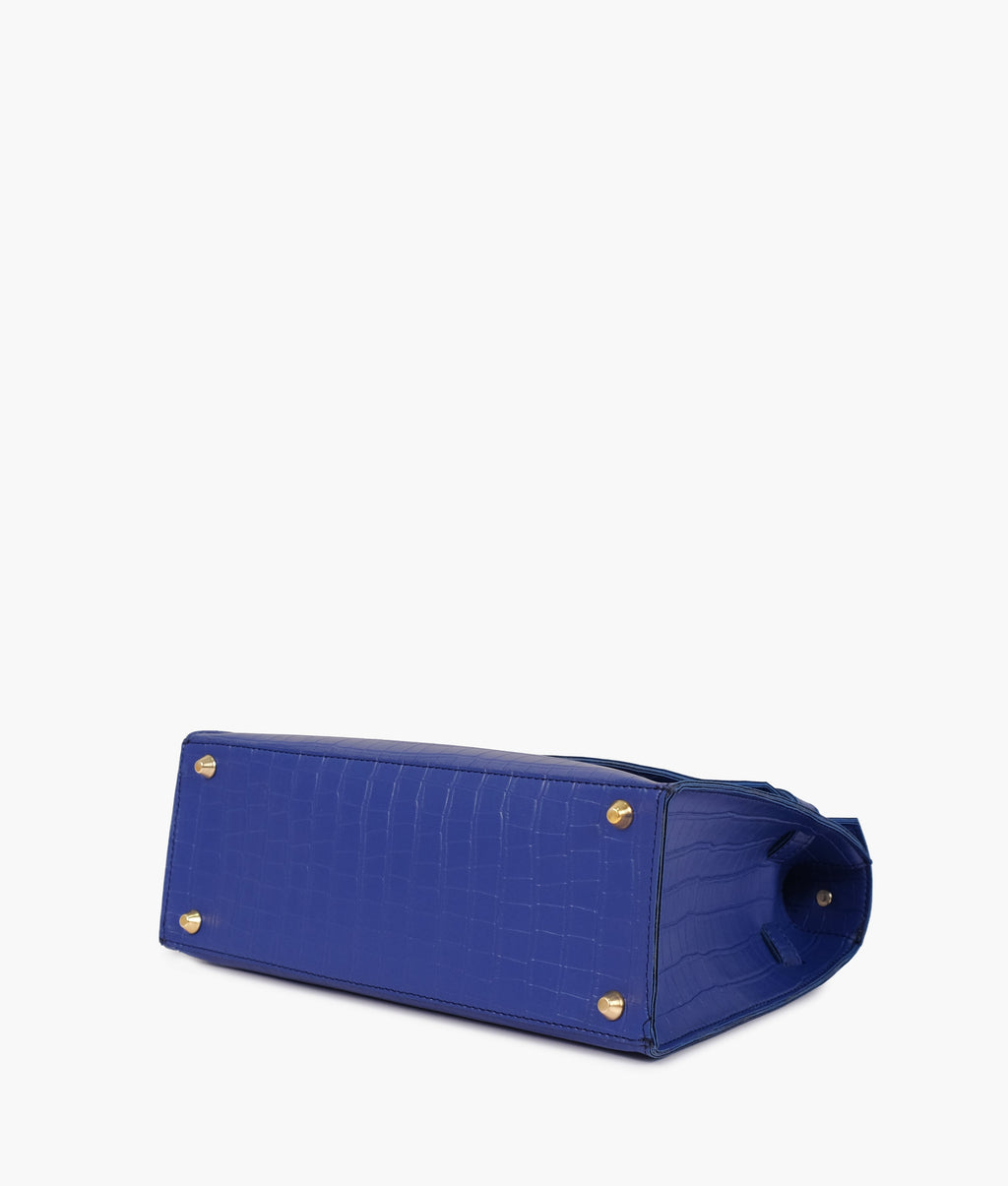 Z.B - Blue top-handle crocodile mini bag