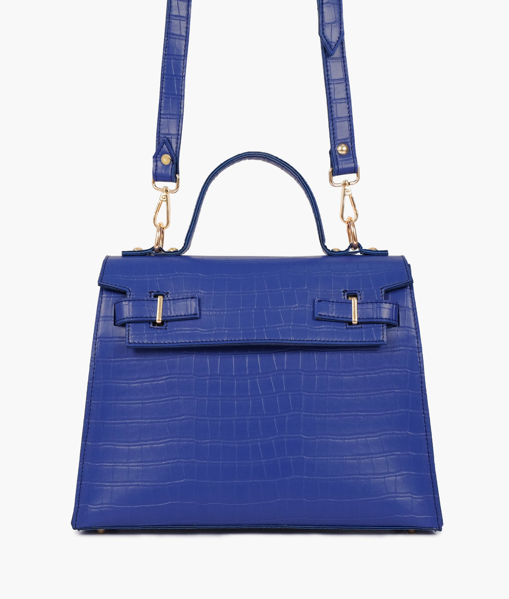 Z.B - Blue top-handle crocodile mini bag