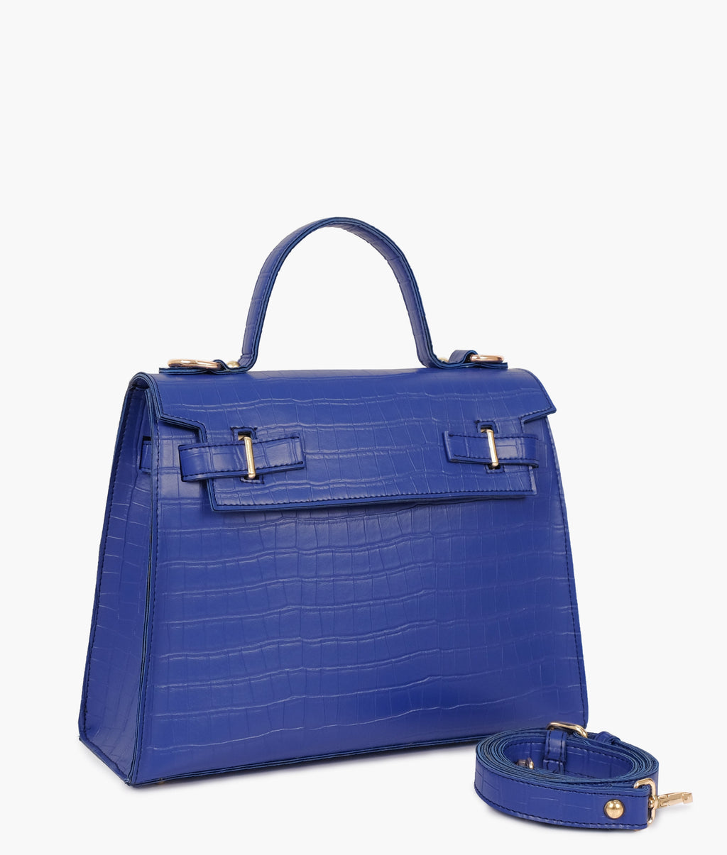 Z.B - Blue top-handle crocodile mini bag