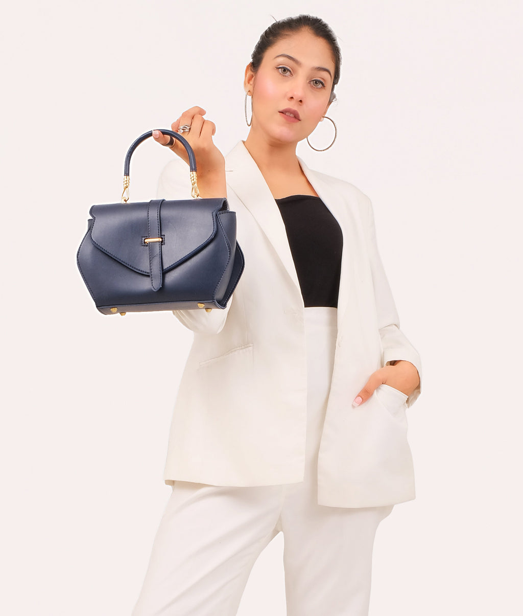 Z.B - Blue top-handle hexagon bag