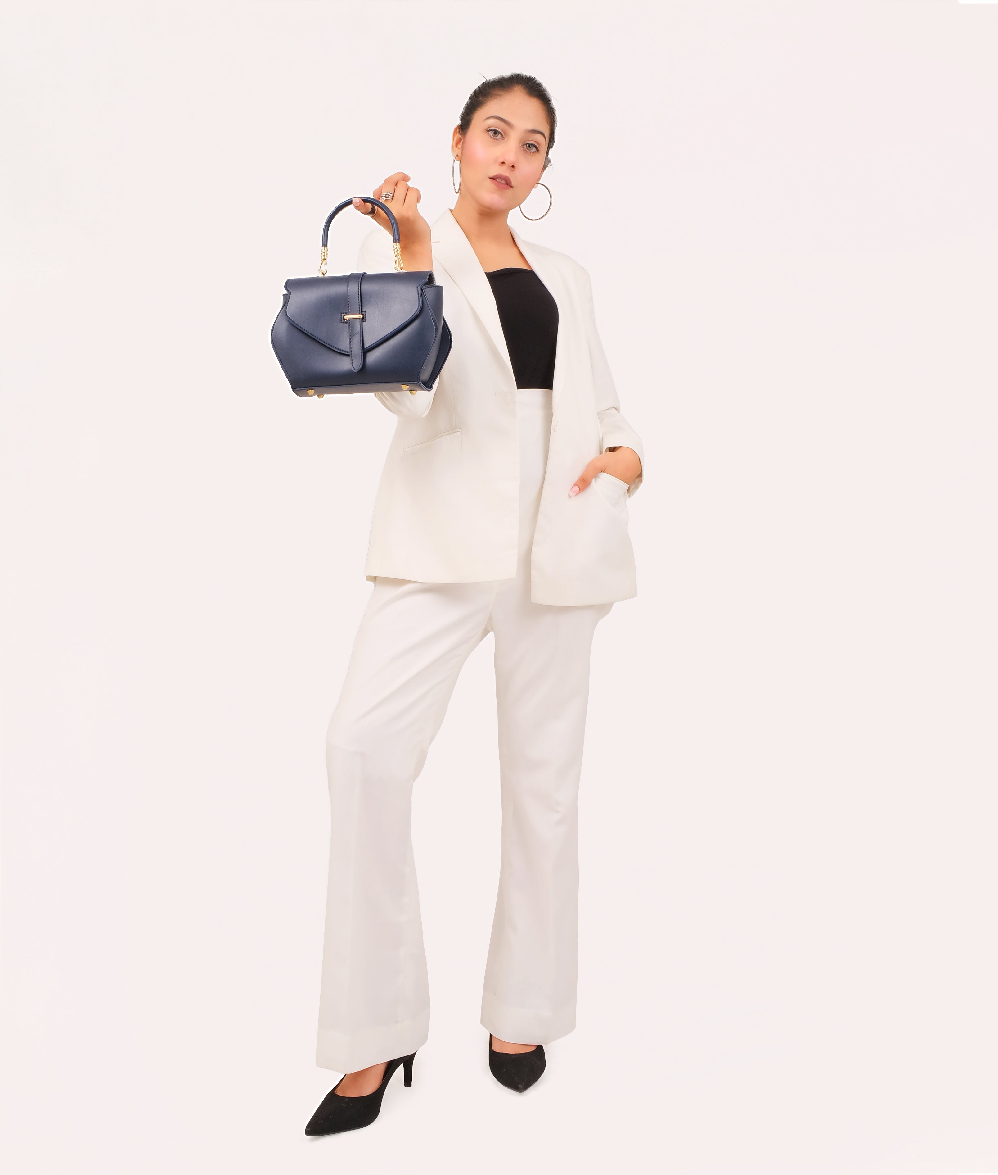 Z.B - Blue top-handle hexagon bag