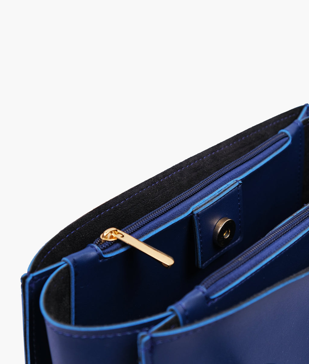 Z.B - Blue zipper shoulder bag with long handle