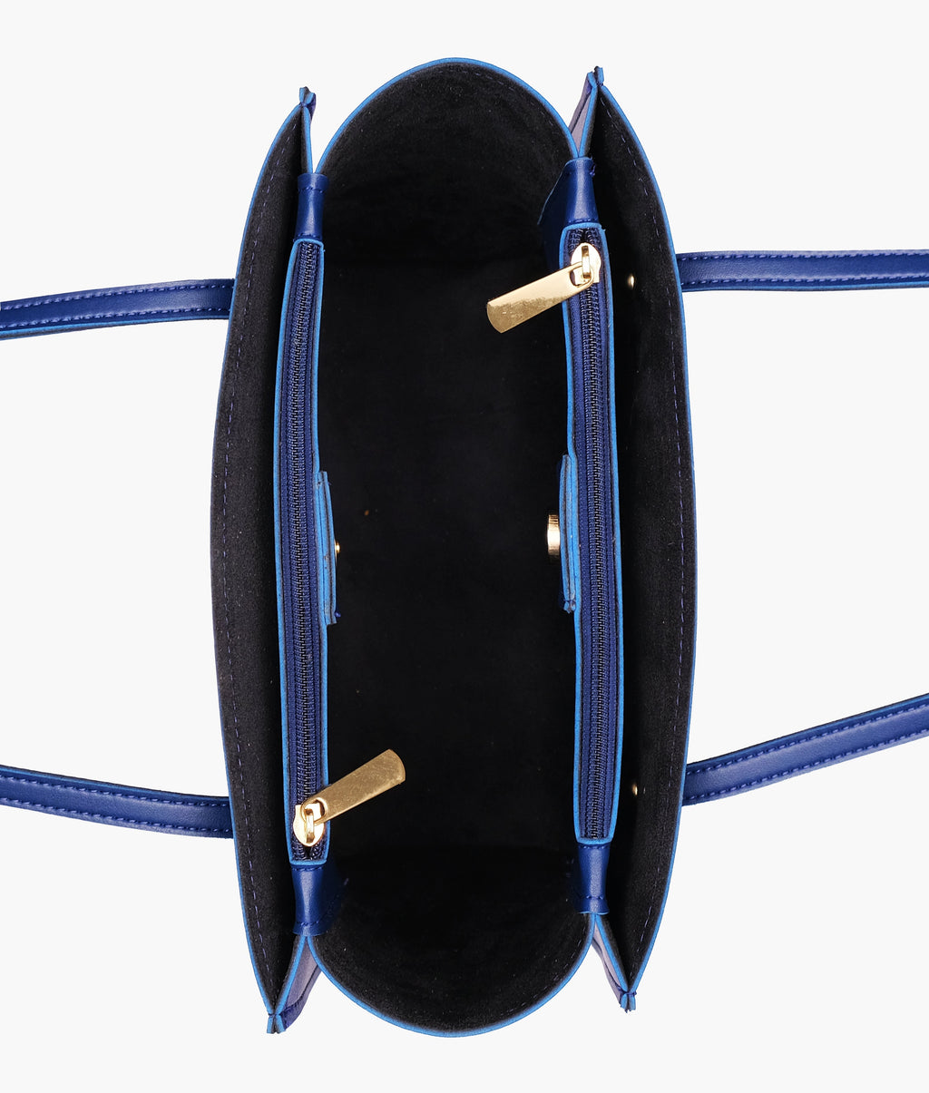Z.B - Blue zipper shoulder bag with long handle