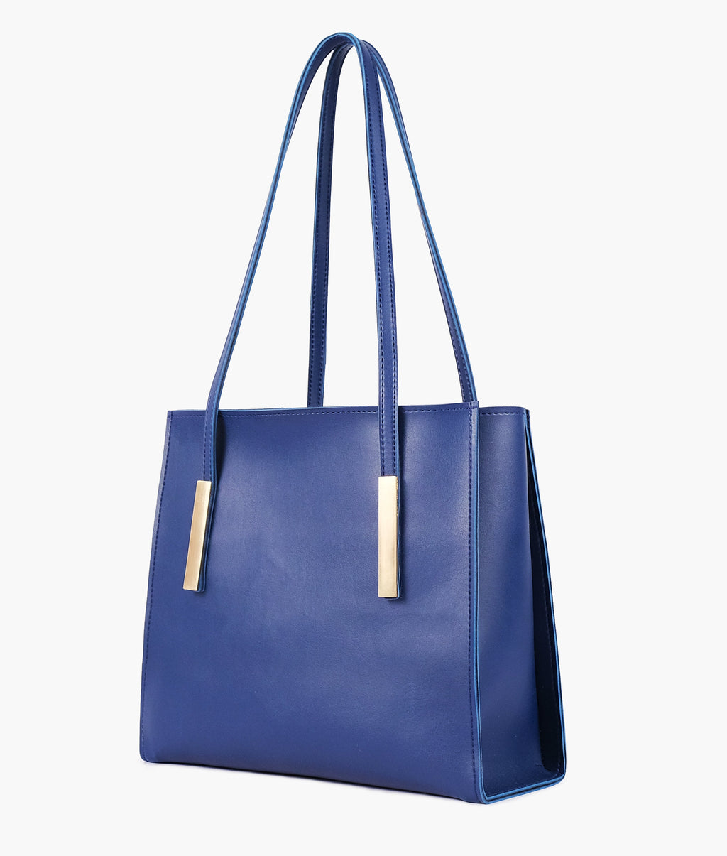Z.B - Blue zipper shoulder bag with long handle