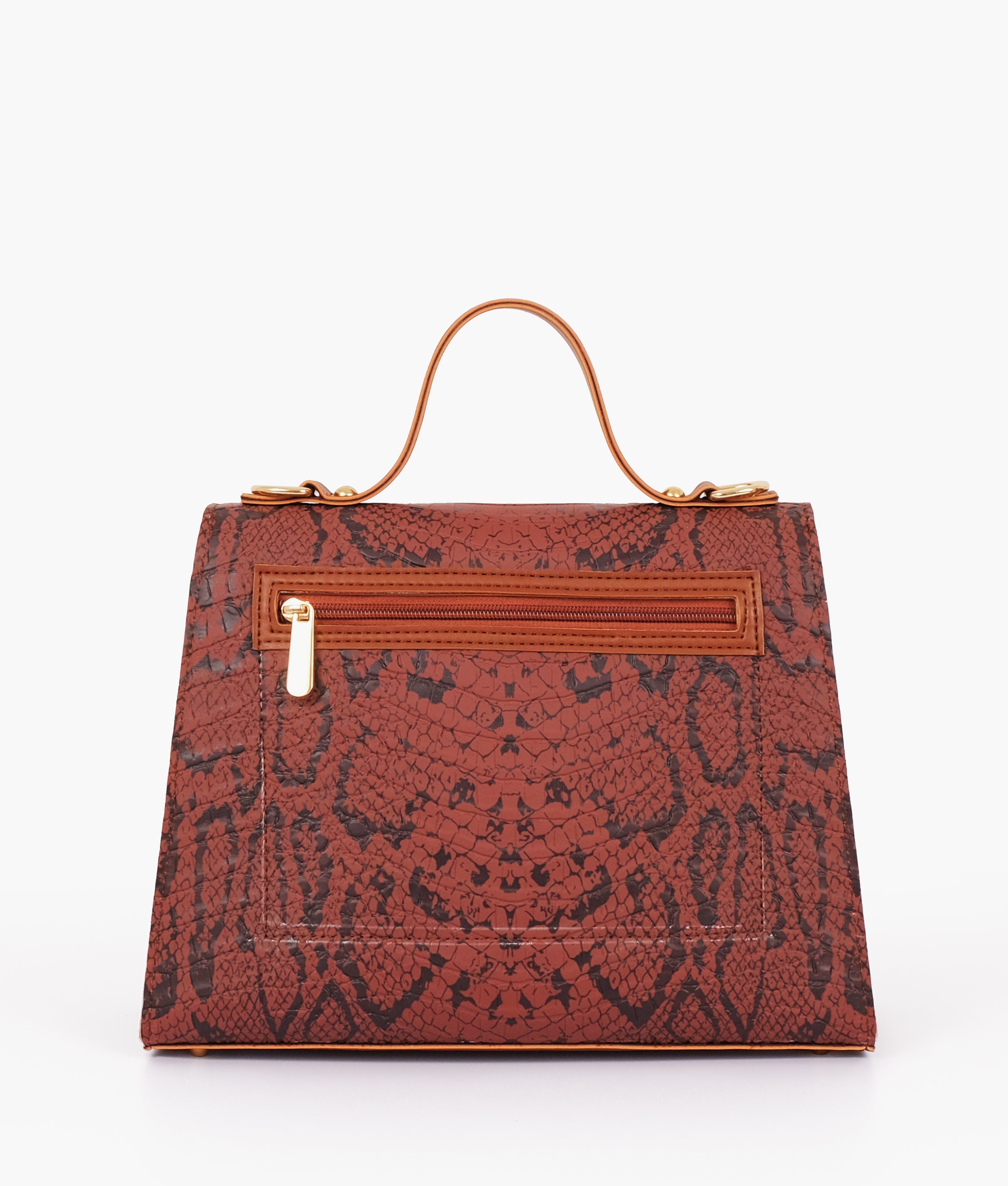 Z.B - Brown crocodile cross-body bag with top-handle