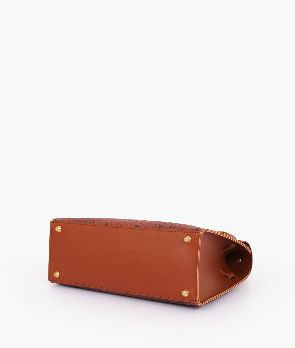 Z.B - Brown crocodile cross-body bag with top-handle