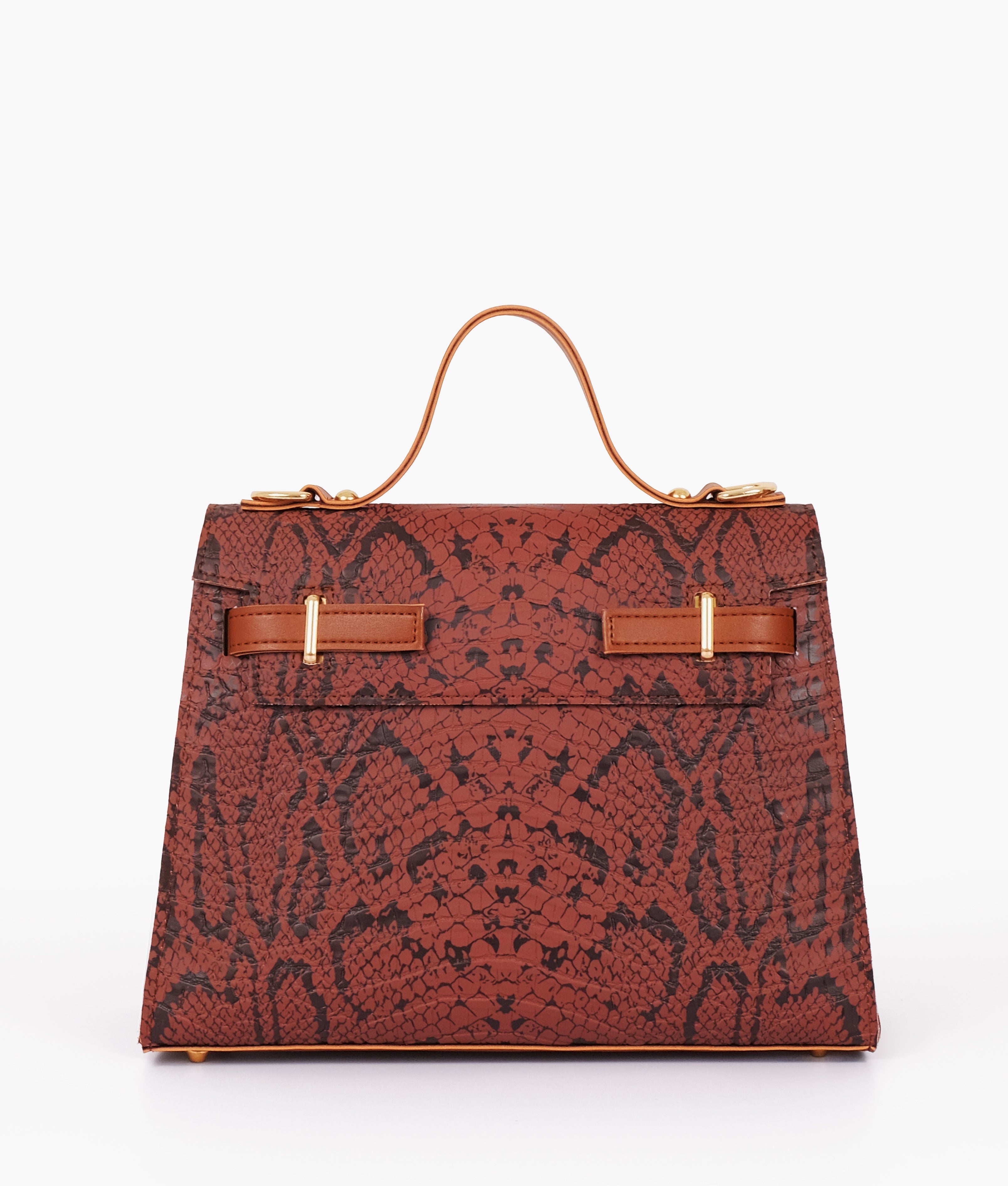 Z.B - Brown crocodile cross-body bag with top-handle