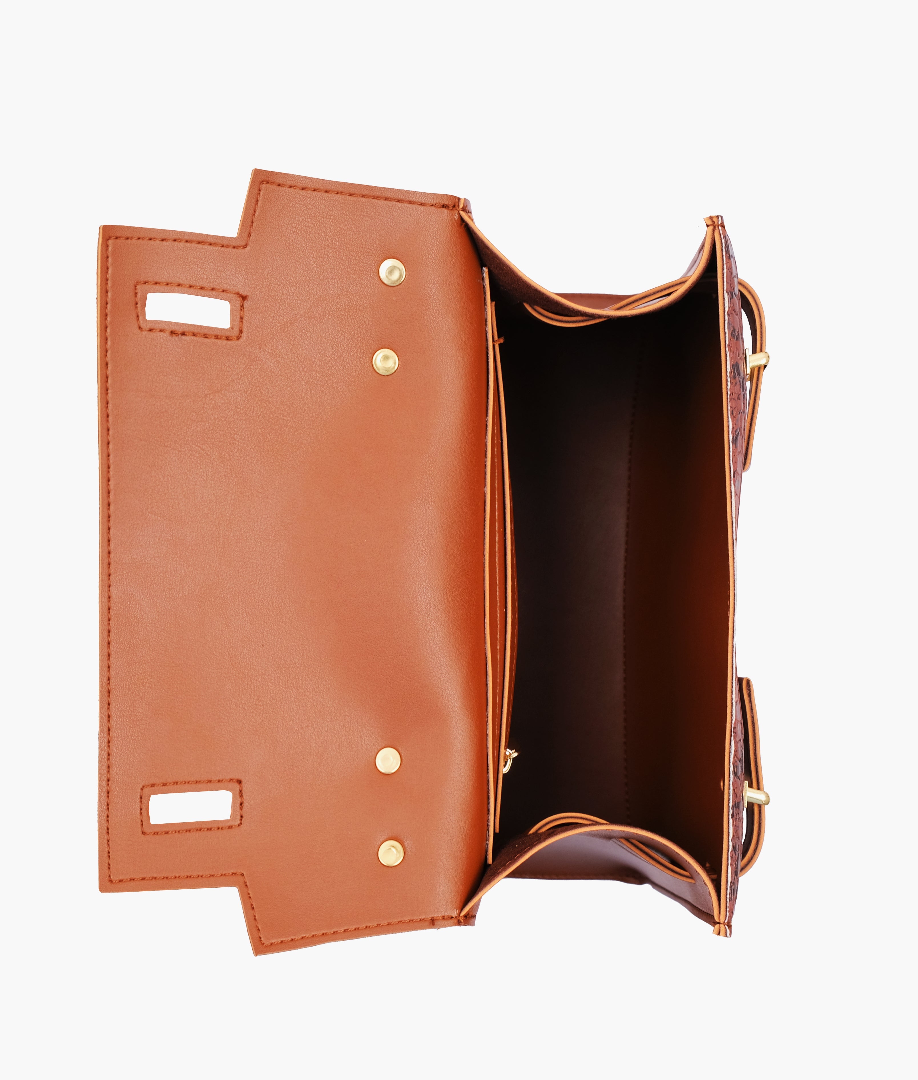 Z.B - Brown crocodile cross-body bag with top-handle