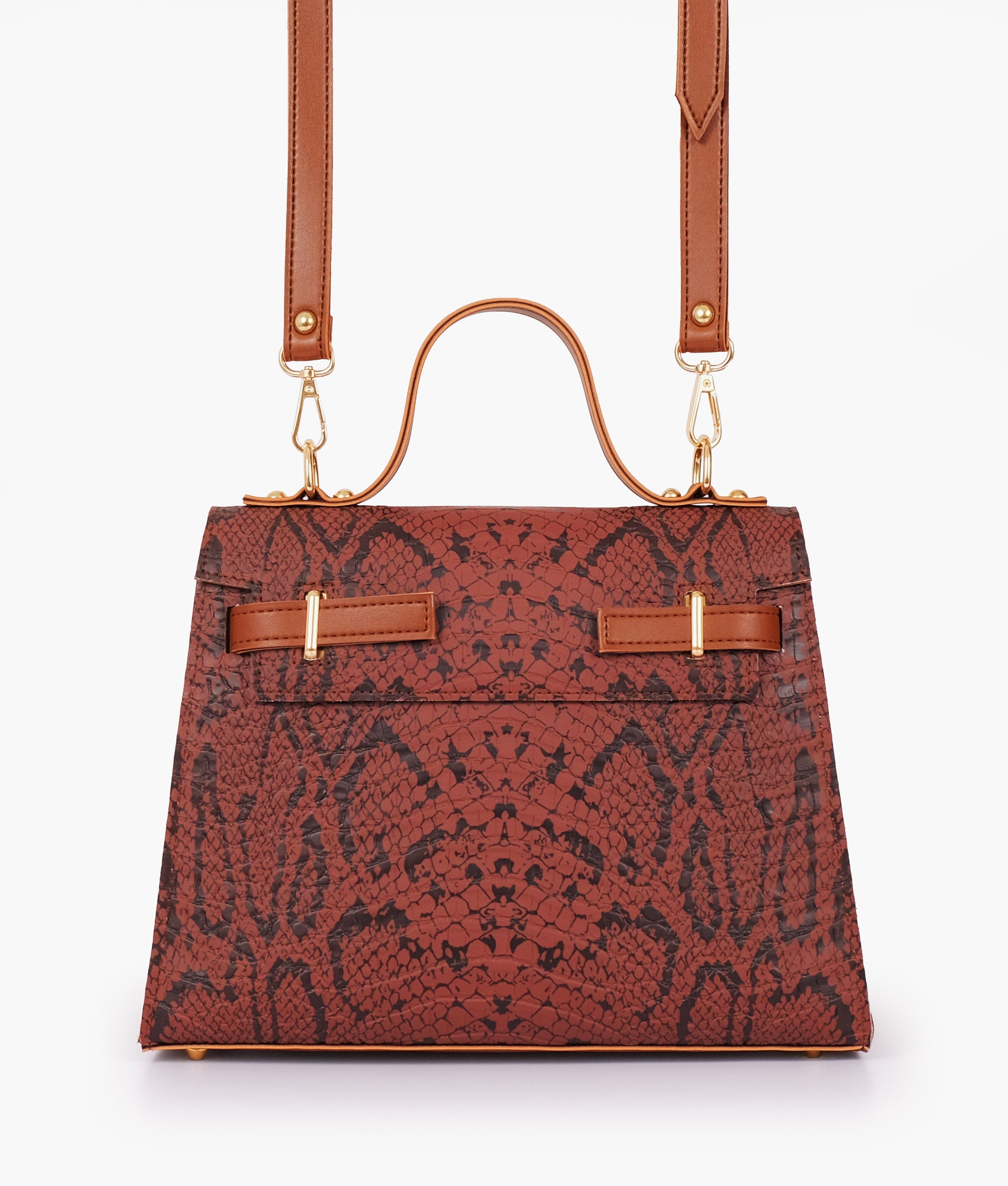 Z.B - Brown crocodile cross-body bag with top-handle