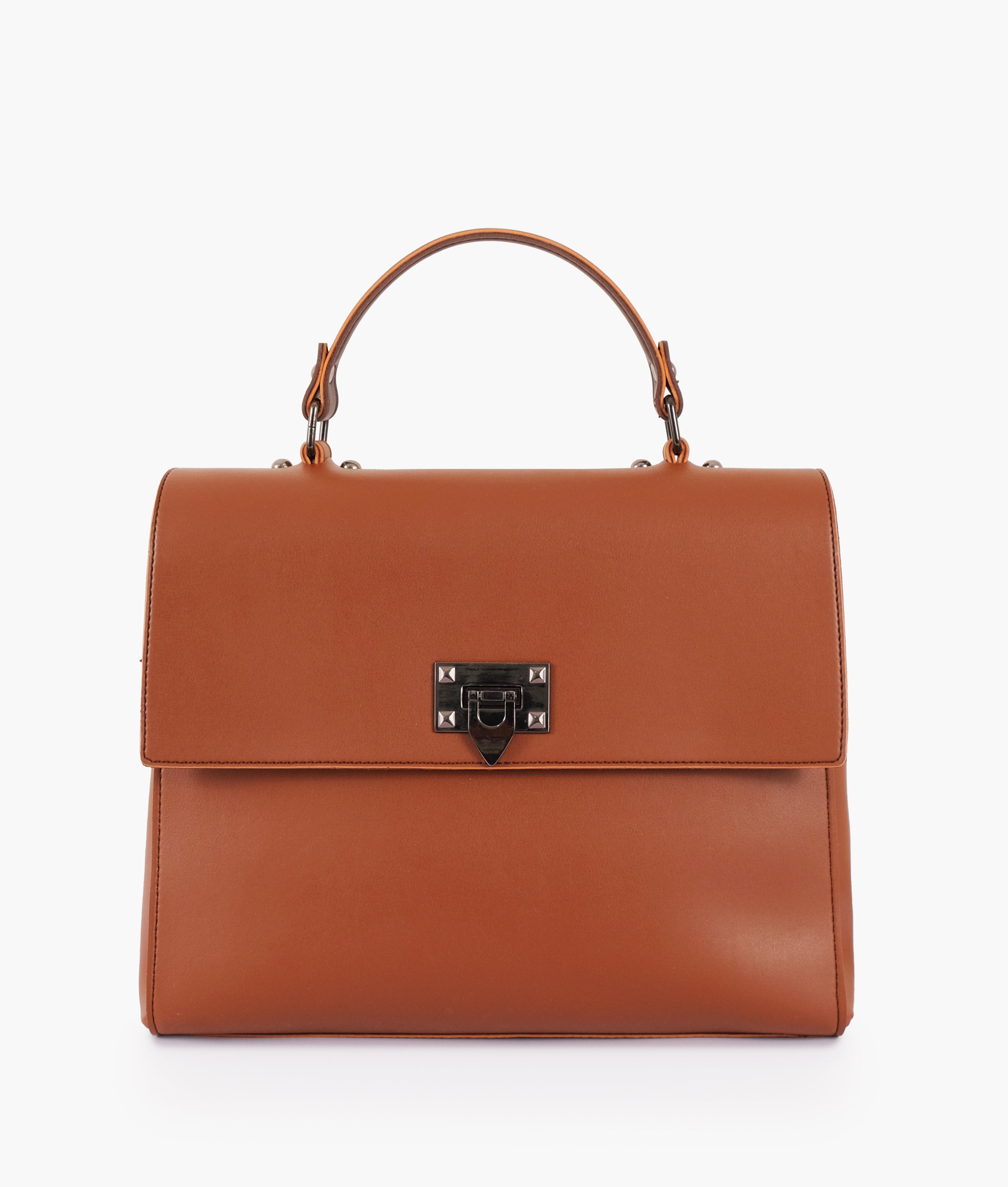 Z.B - Brown flap-over top-handle bag