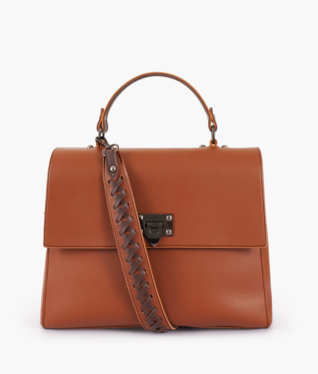 Z.B - Brown flap-over top-handle bag