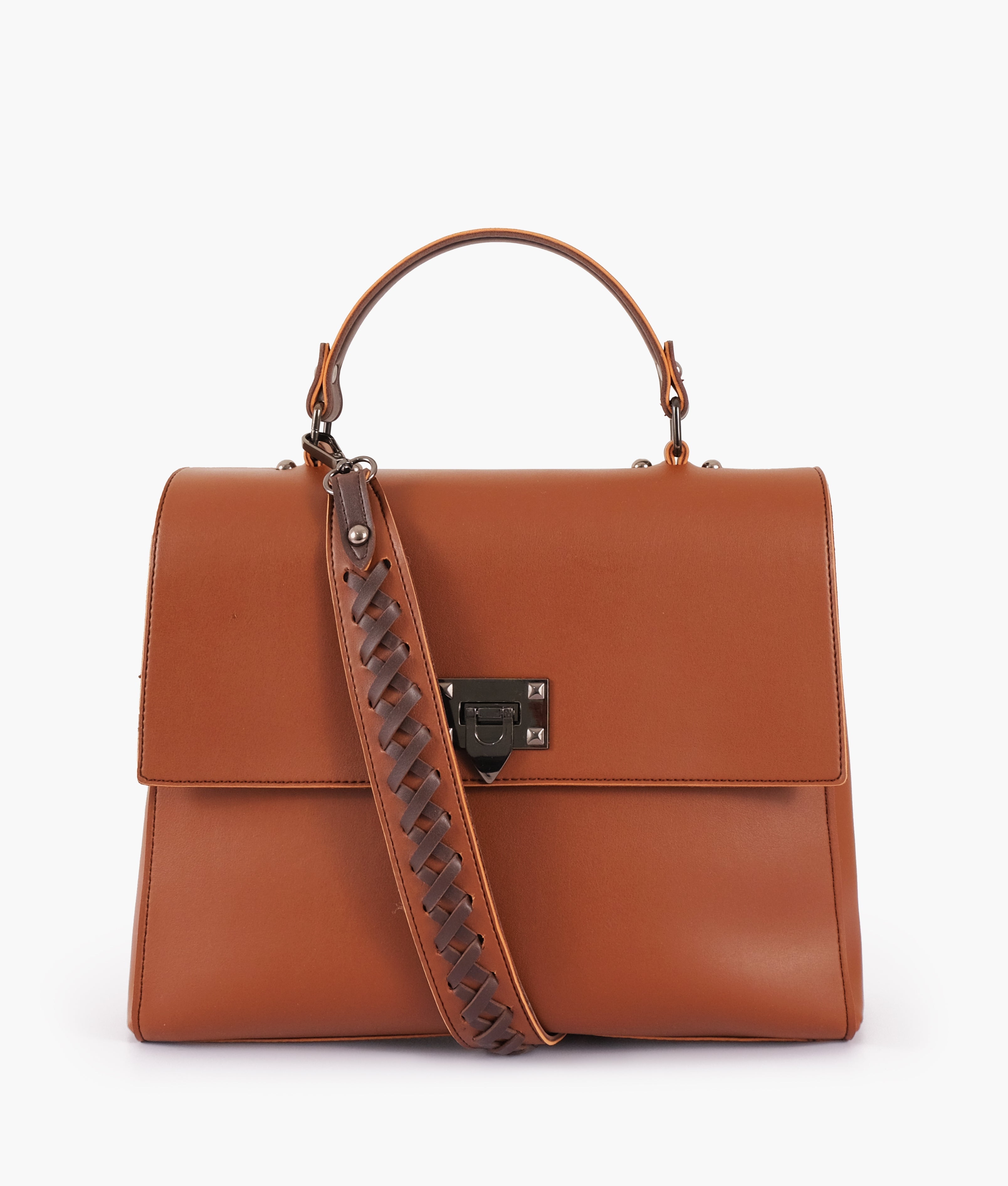 Z.B - Brown flap-over top-handle bag