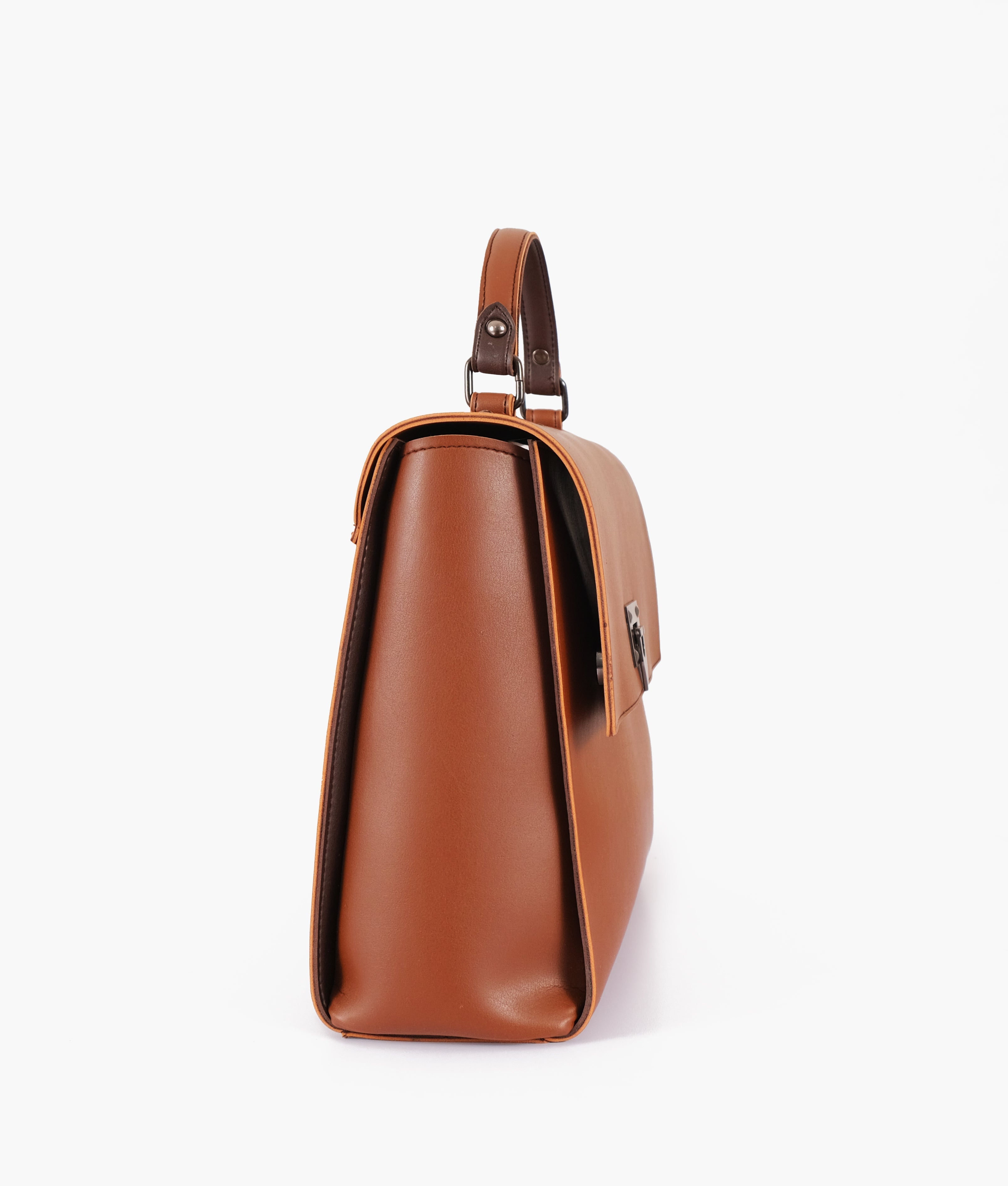 Z.B - Brown flap-over top-handle bag