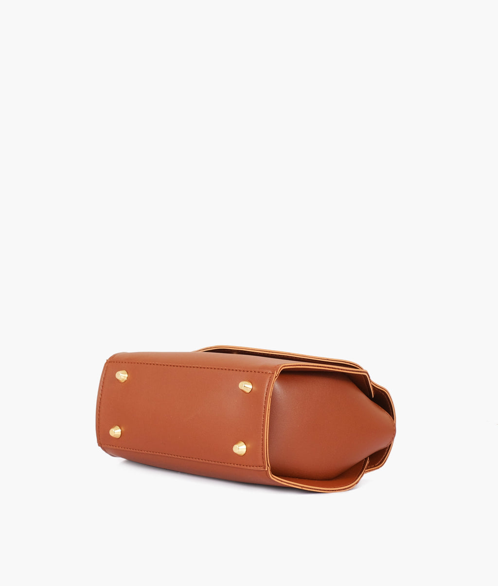Z.B - Brown top-handle hexagon bag