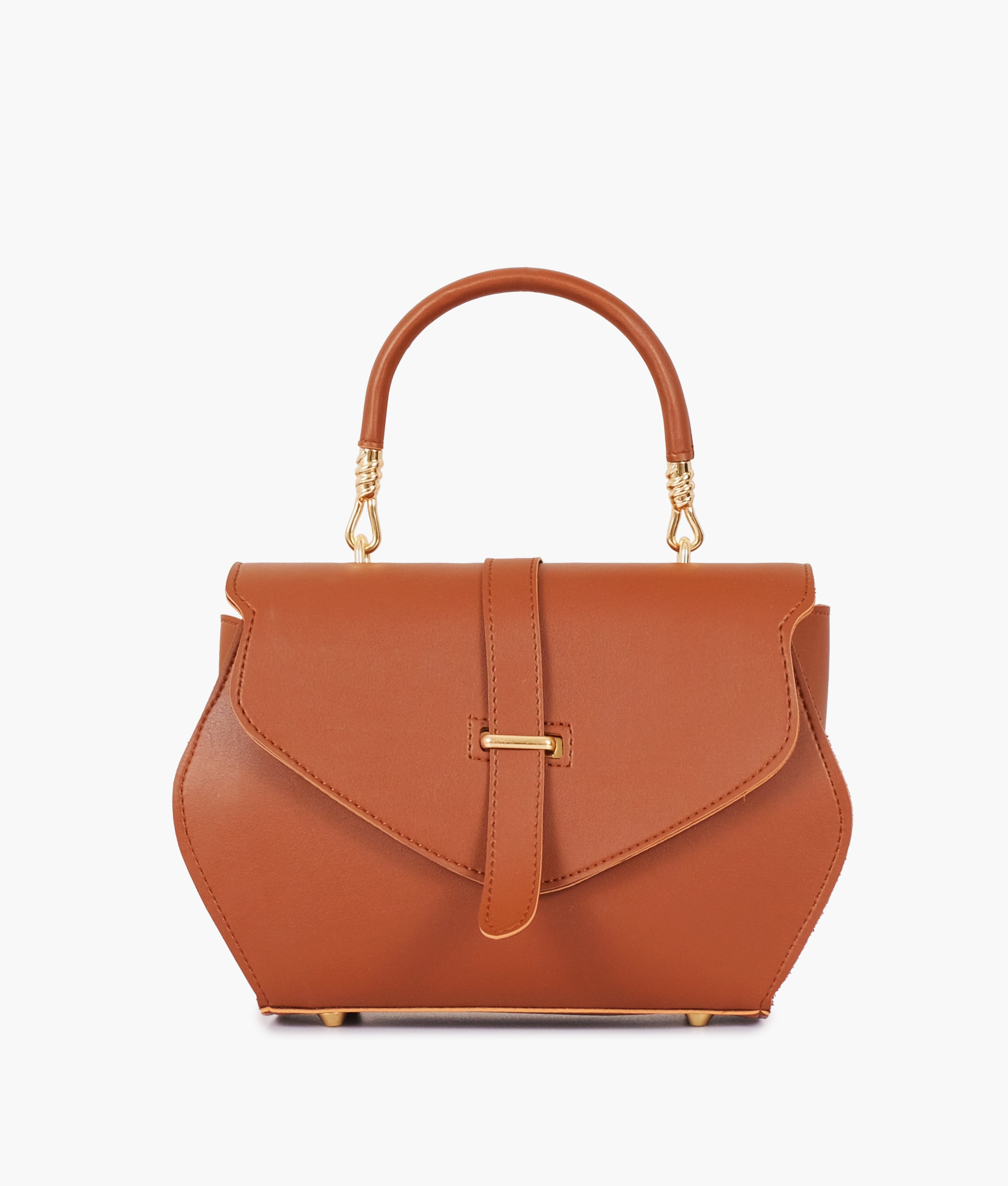 Z.B - Brown top-handle hexagon bag