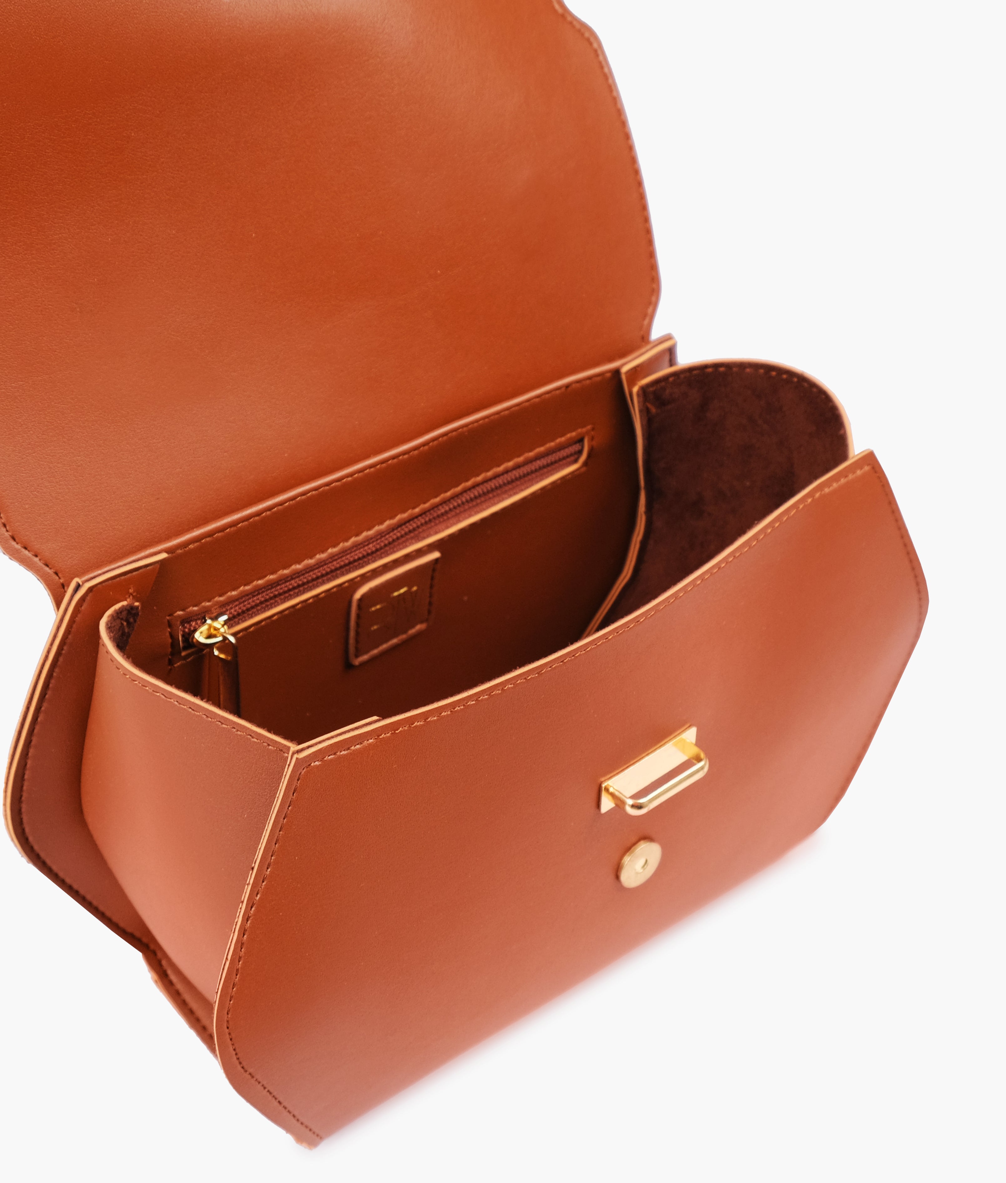 Z.B - Brown top-handle hexagon bag