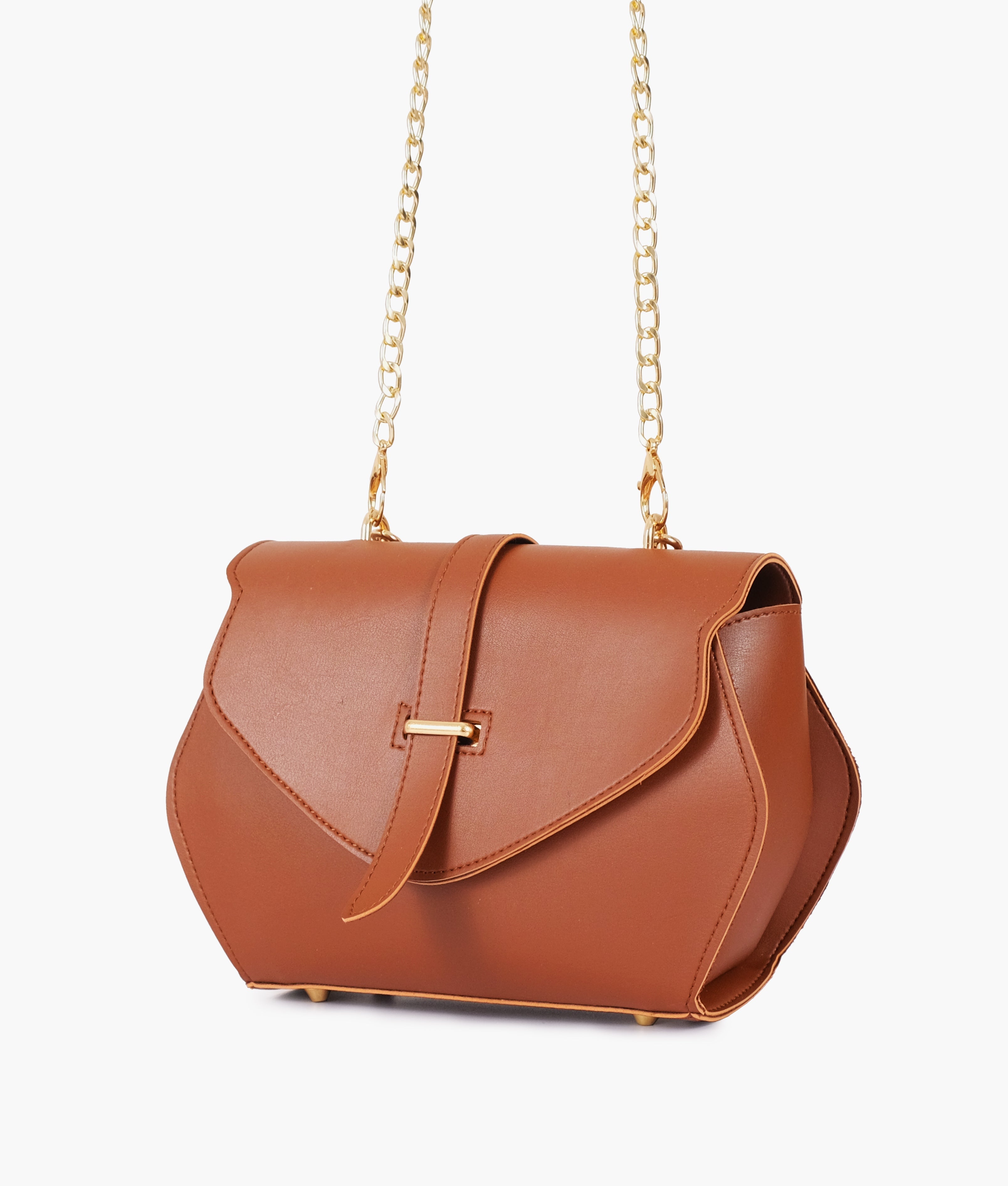 Z.B - Brown top-handle hexagon bag