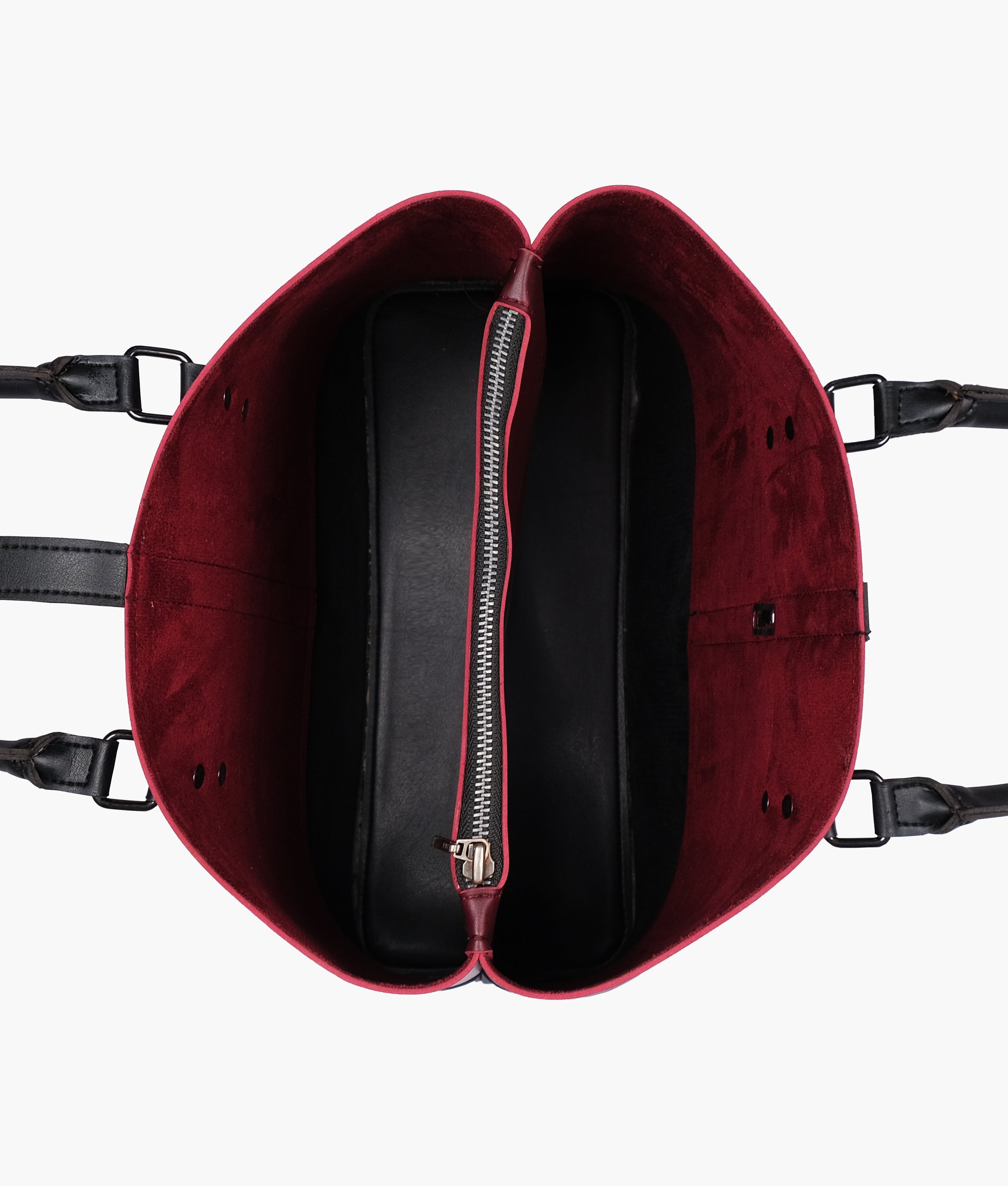 Z.B - Burgundy and black multi-compartment shoulder bag