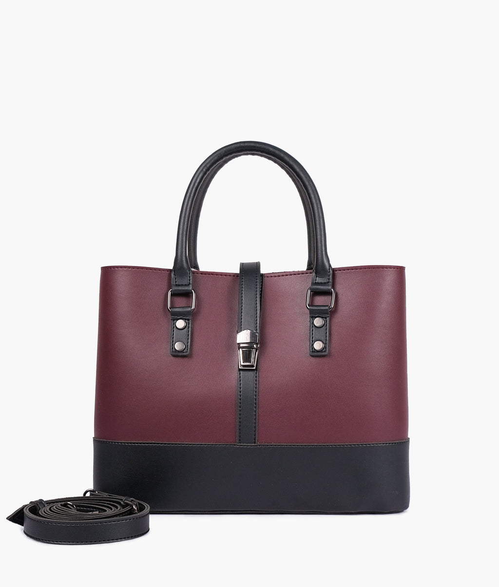 Z.B - Burgundy and black multi-compartment shoulder bag