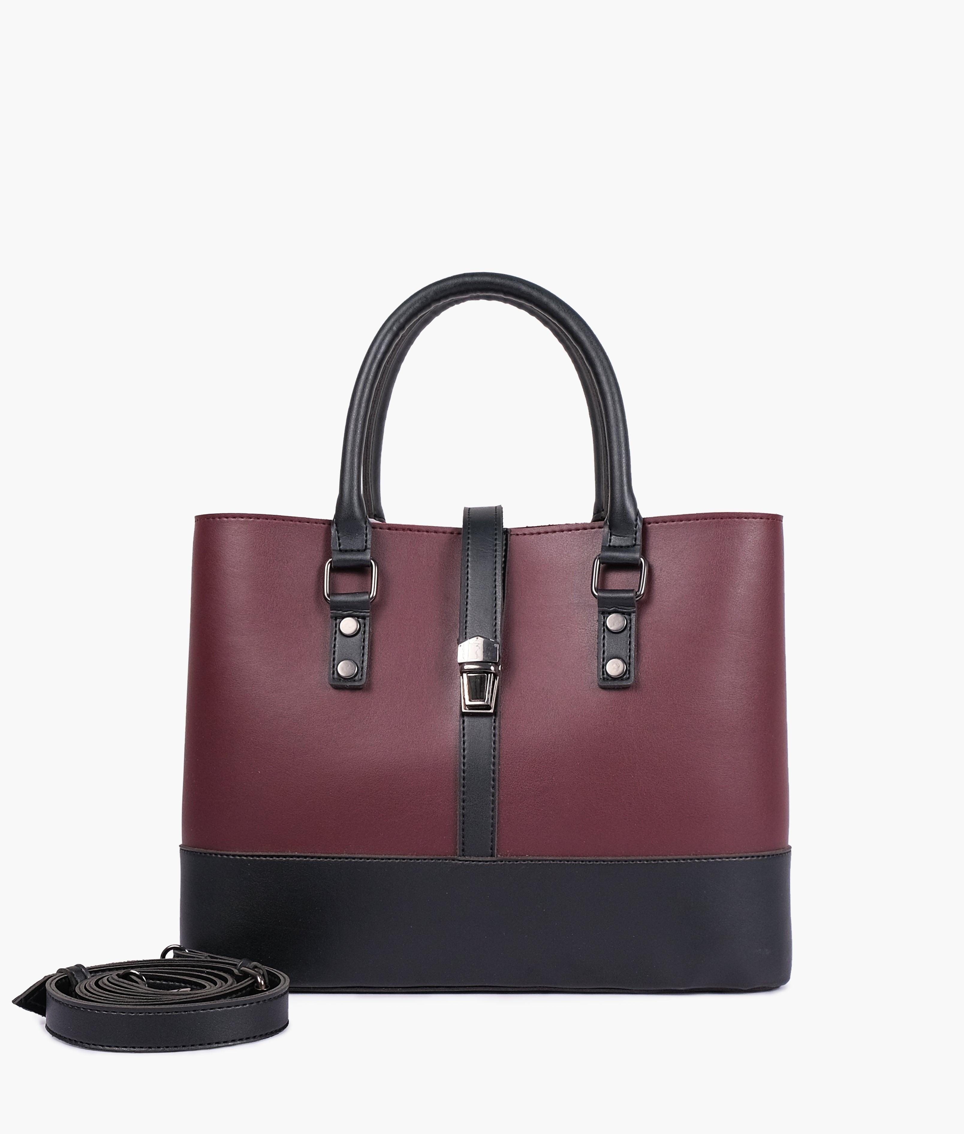 Z.B - Burgundy and black multi-compartment shoulder bag