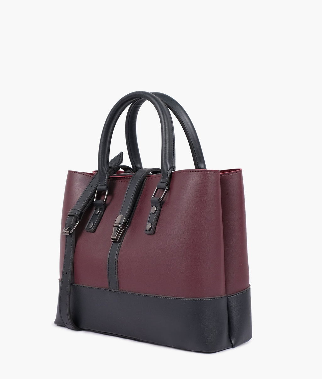 Z.B - Burgundy and black multi-compartment shoulder bag