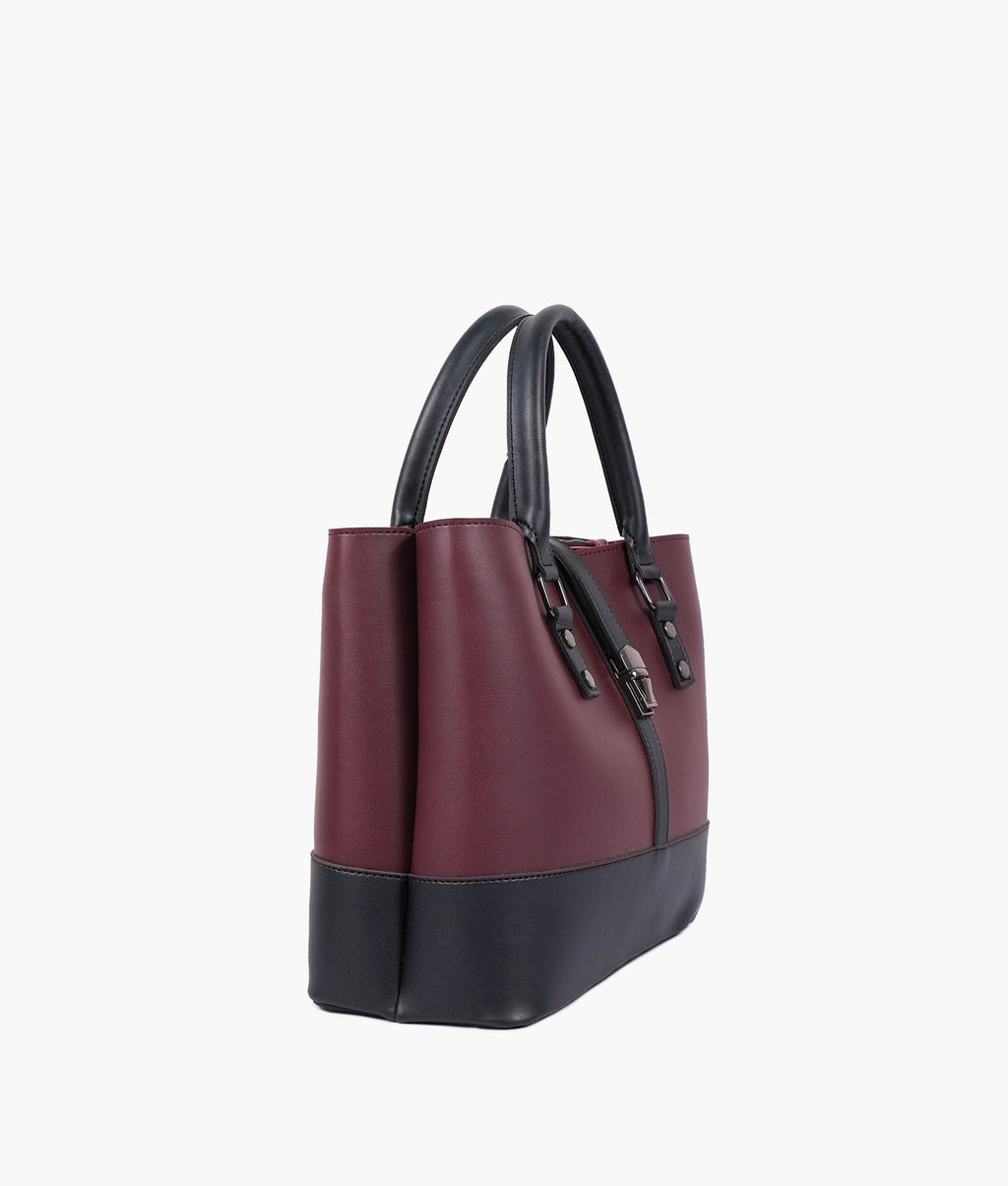 Z.B - Burgundy and black multi-compartment shoulder bag