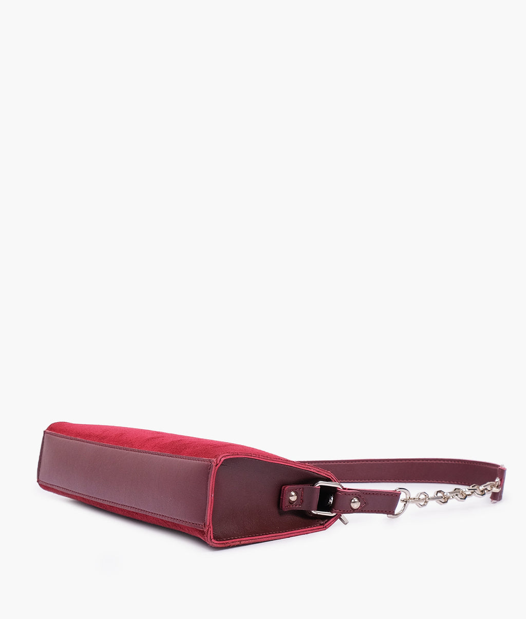Z.B - Burgundy suede evening bag with chain handle