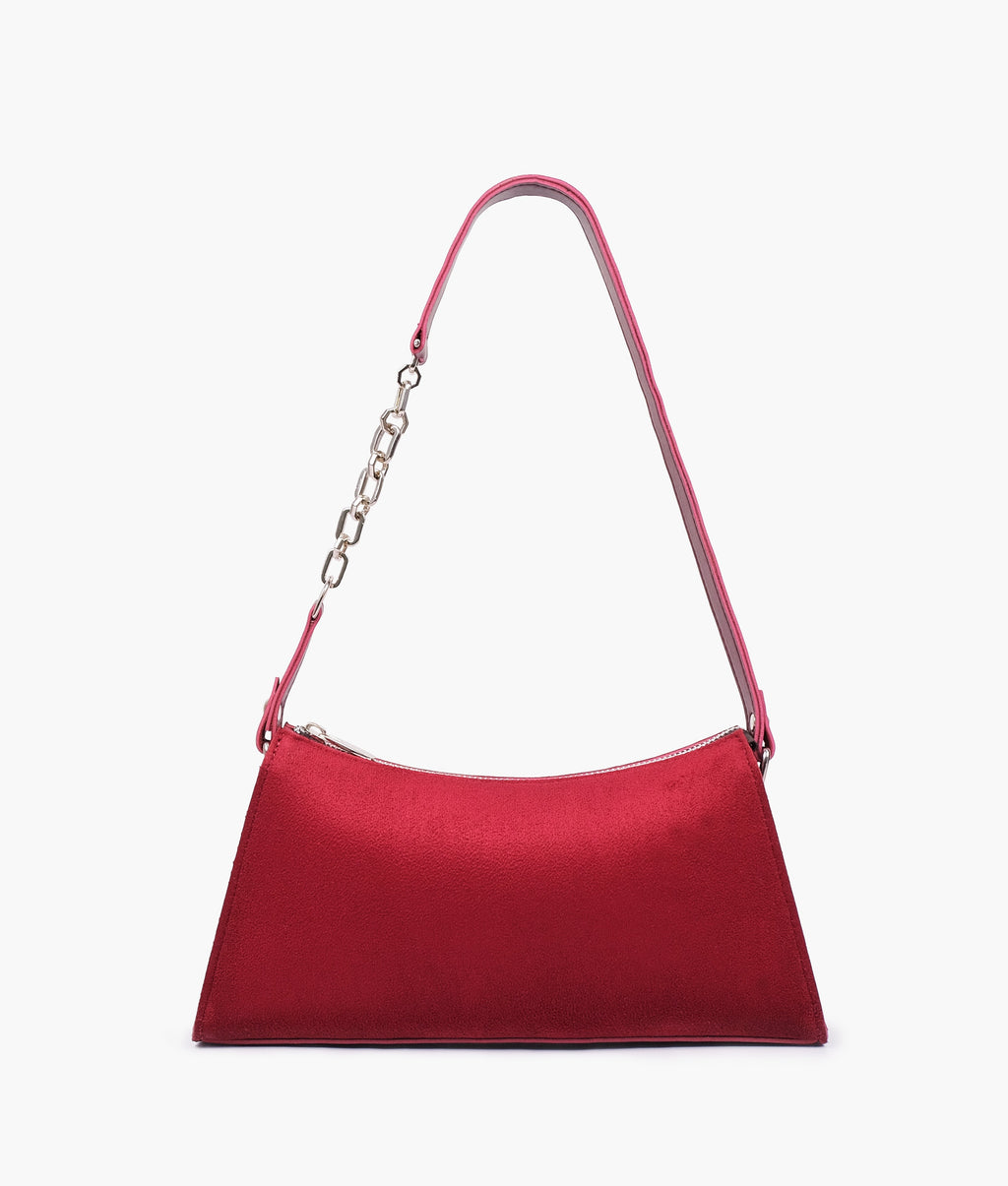 Z.B - Burgundy suede evening bag with chain handle