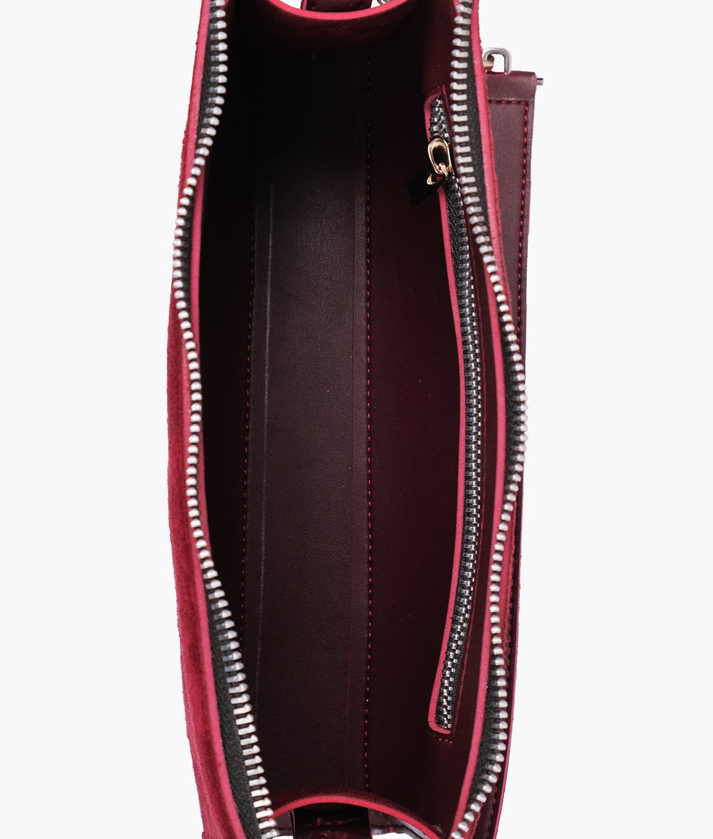 Z.B - Burgundy suede evening bag with chain handle