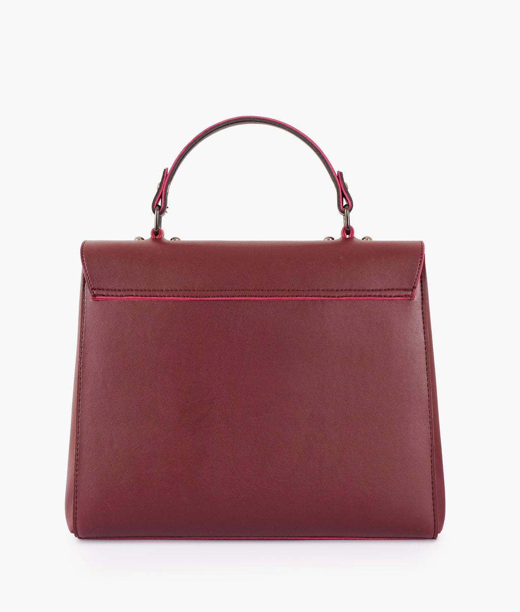 Z.B - Burgundy flap-over top-handle bag