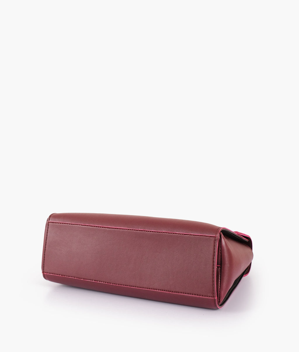 Z.B - Burgundy flap-over top-handle bag