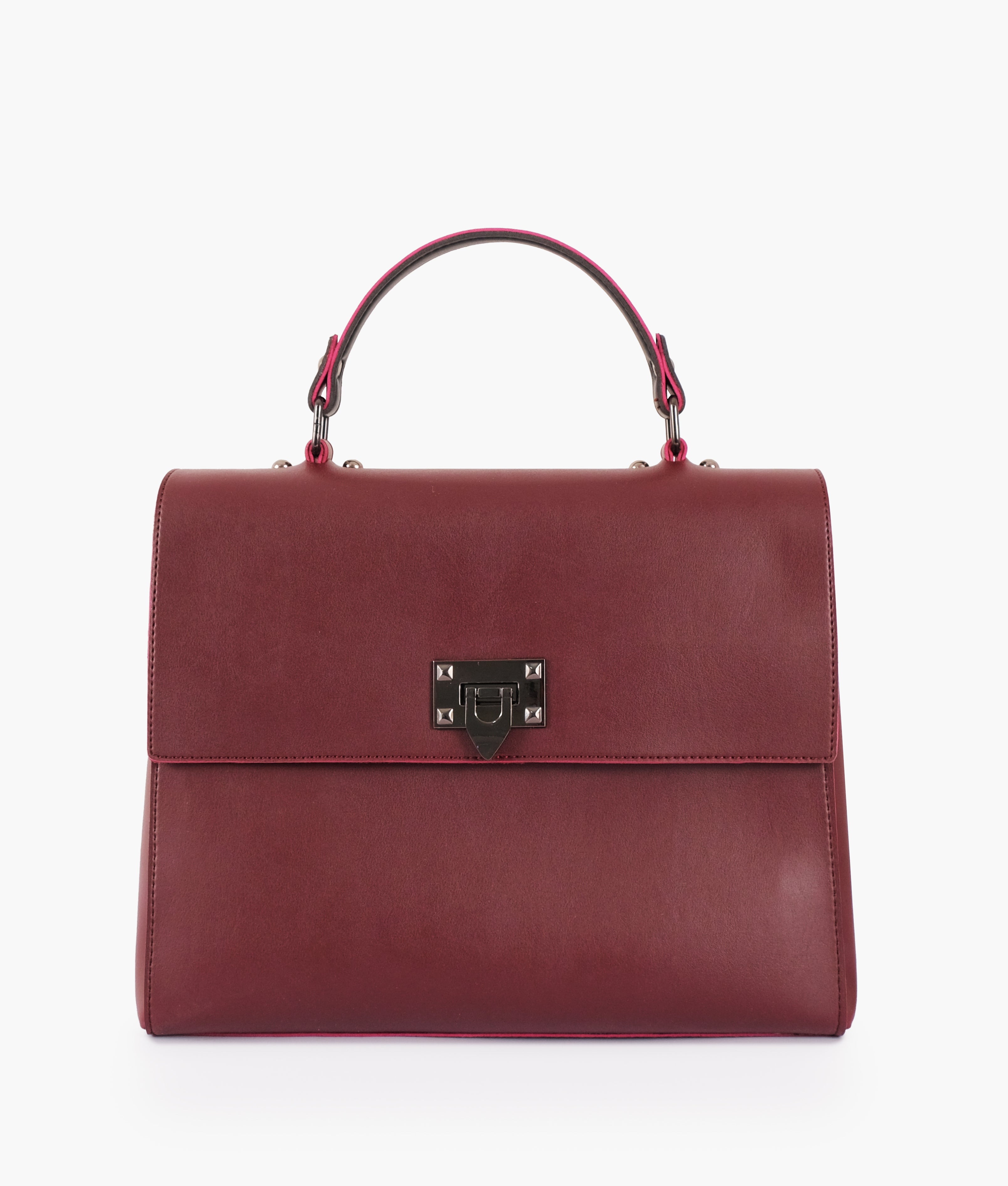 Z.B - Burgundy flap-over top-handle bag