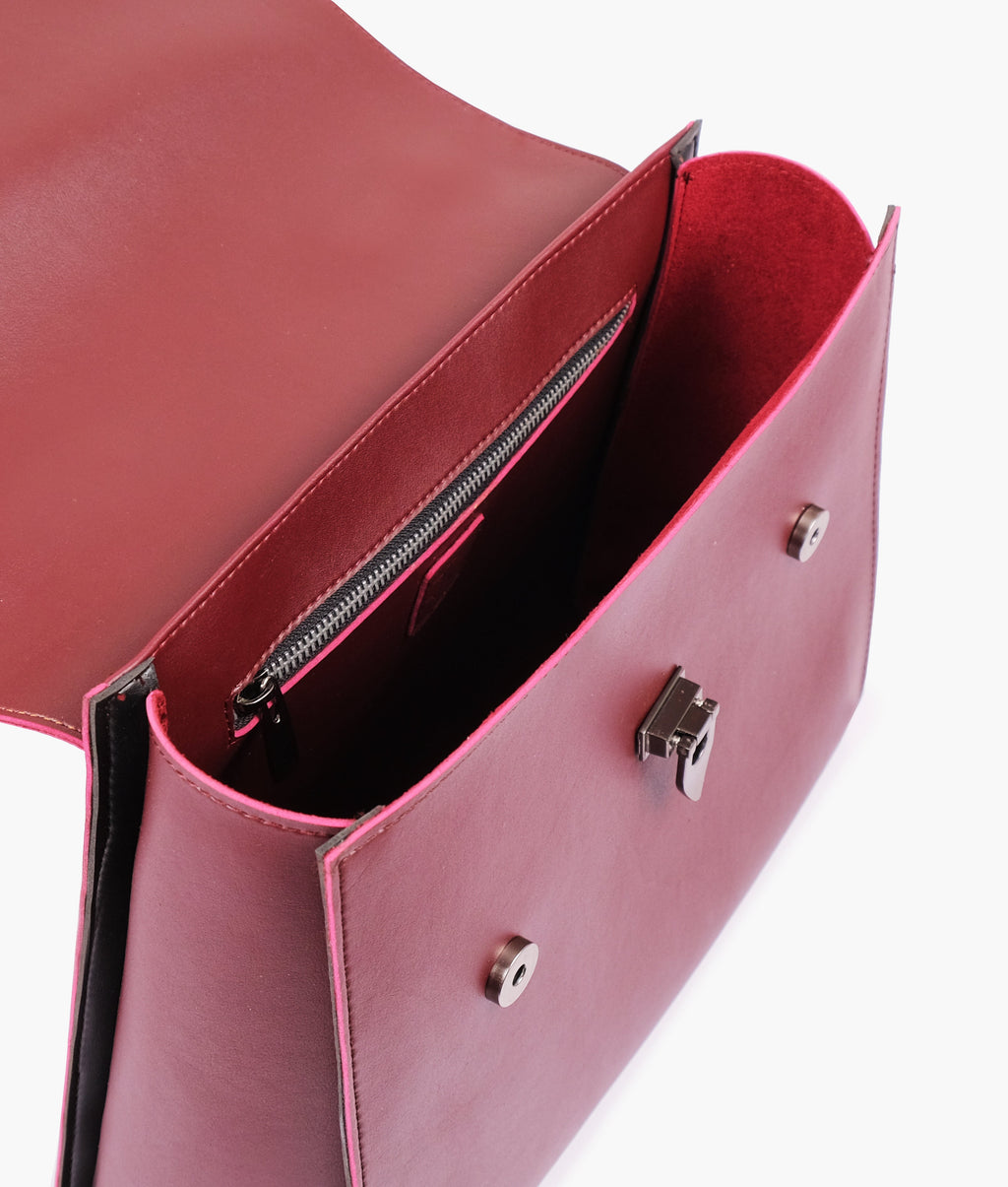 Z.B - Burgundy flap-over top-handle bag