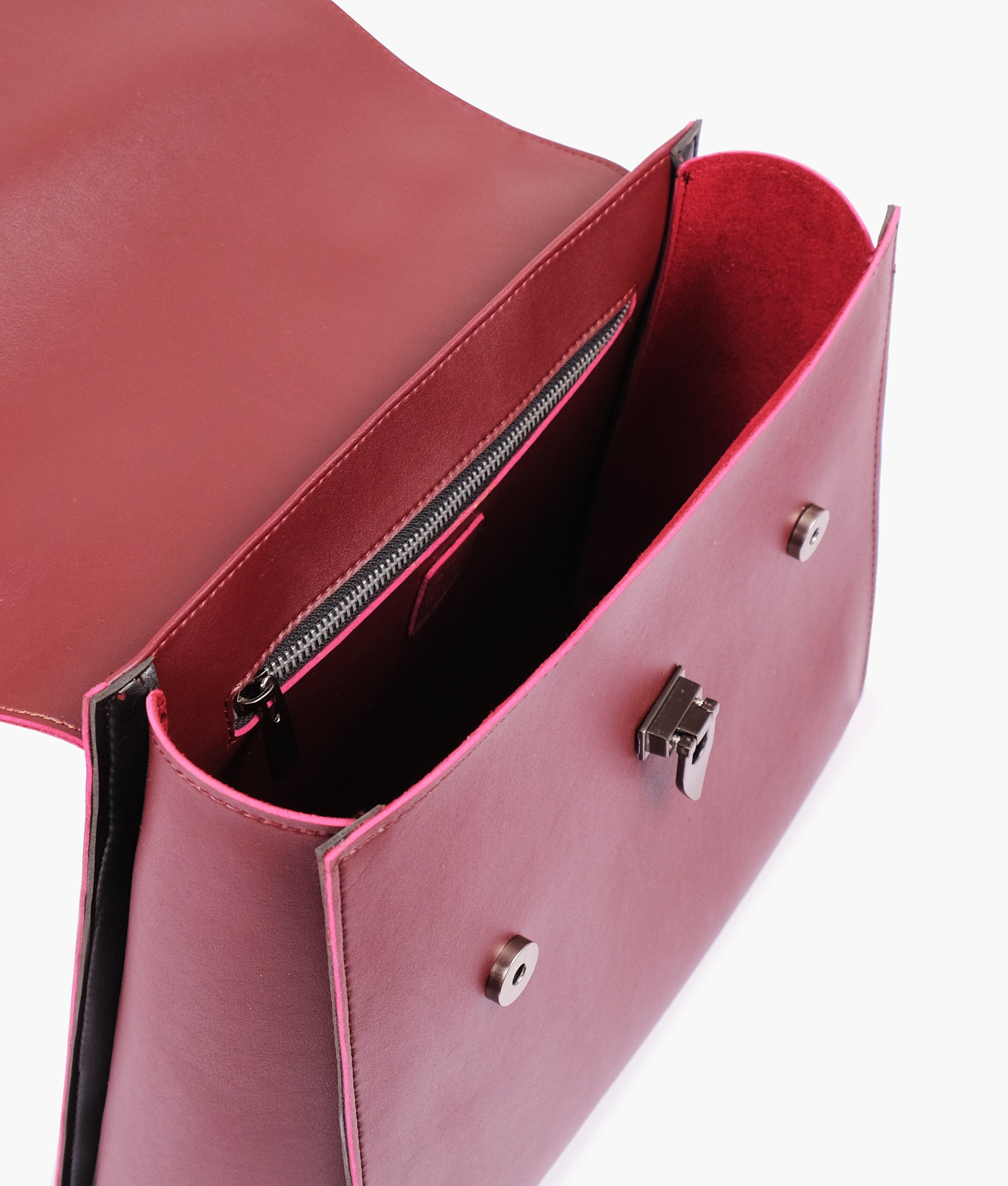 Z.B - Burgundy flap-over top-handle bag