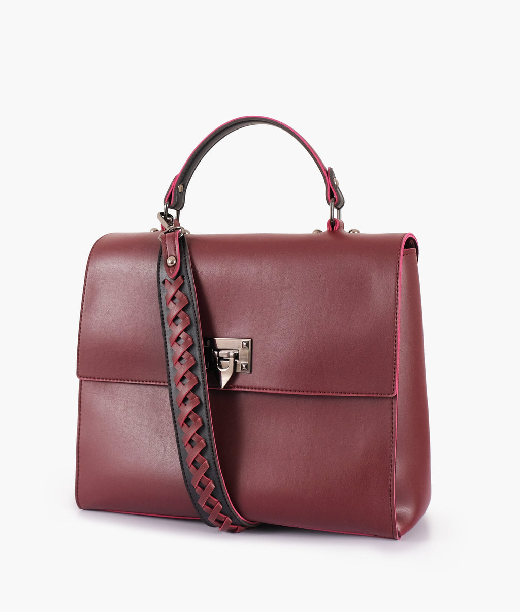 Z.B - Burgundy flap-over top-handle bag
