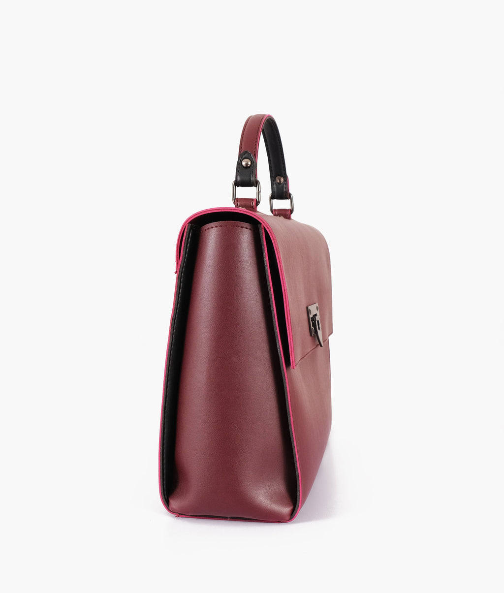 Z.B - Burgundy flap-over top-handle bag