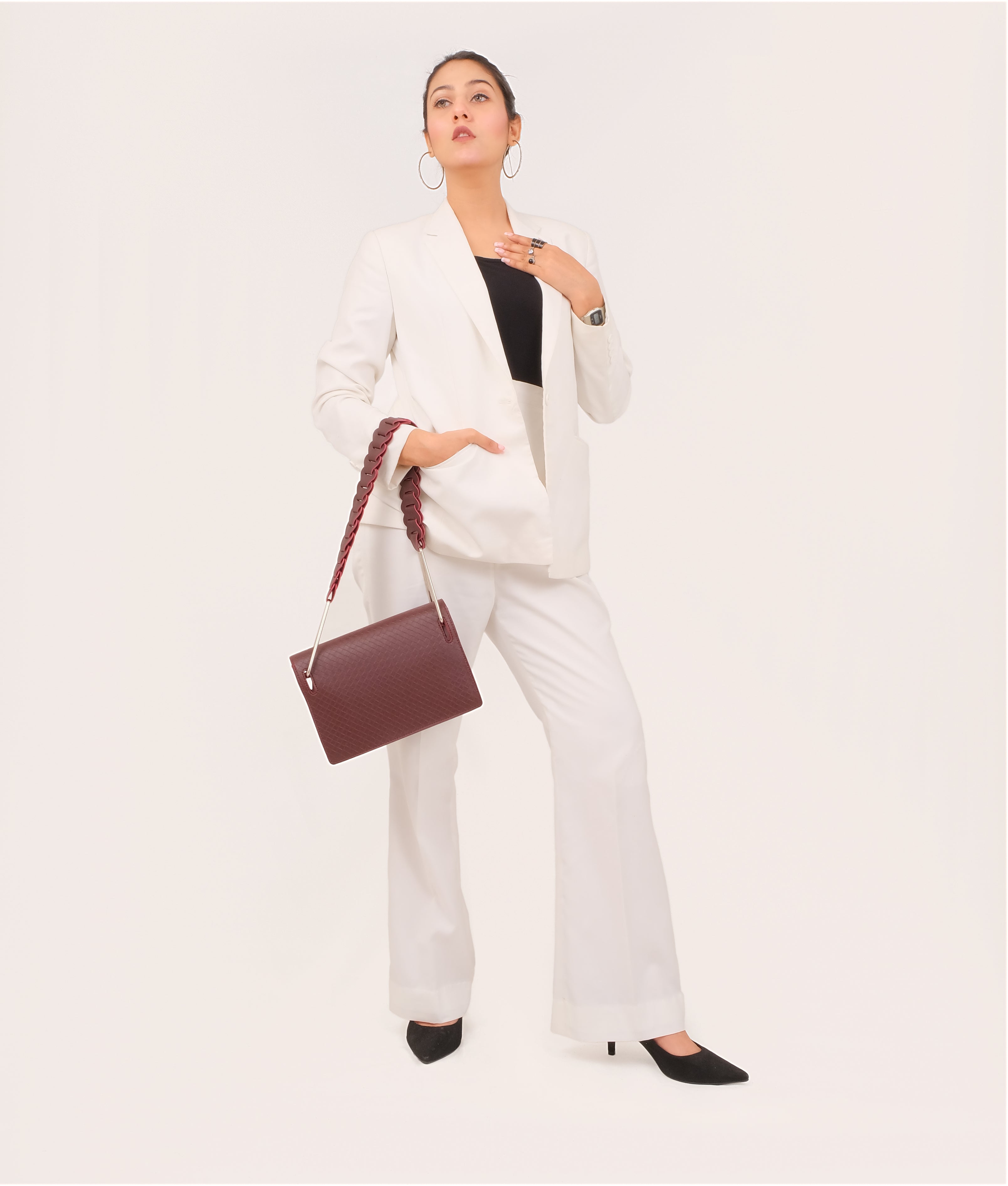 Z.B - Burgundy loop strap shoulder bag