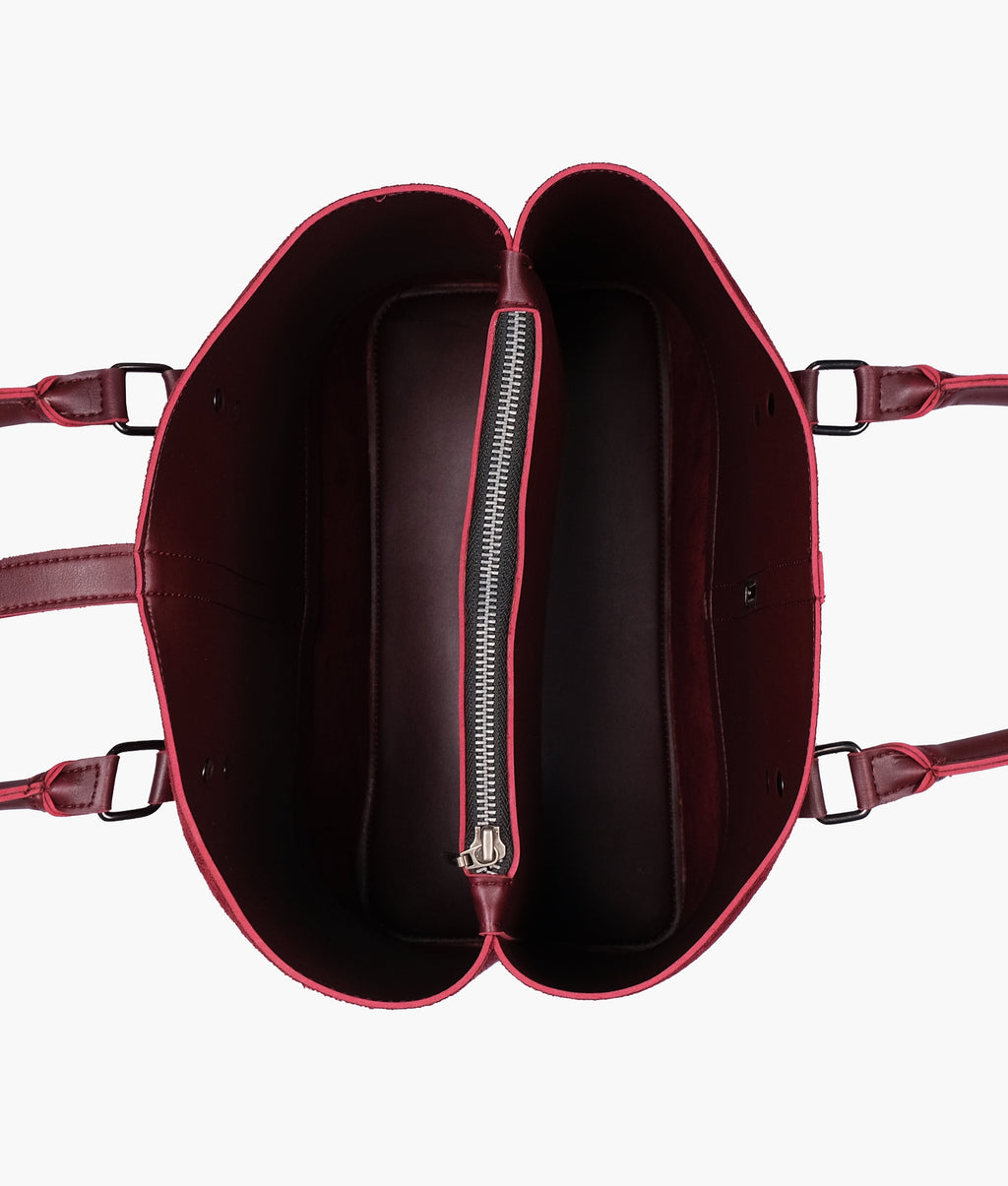 Z.B - Burgundy suede multi-compartment shoulder bag