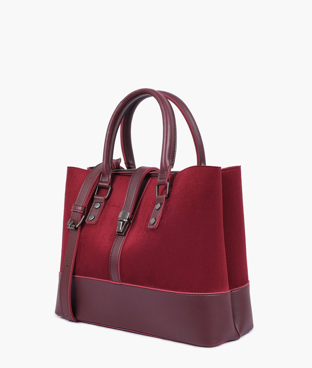 Z.B - Burgundy suede multi-compartment shoulder bag