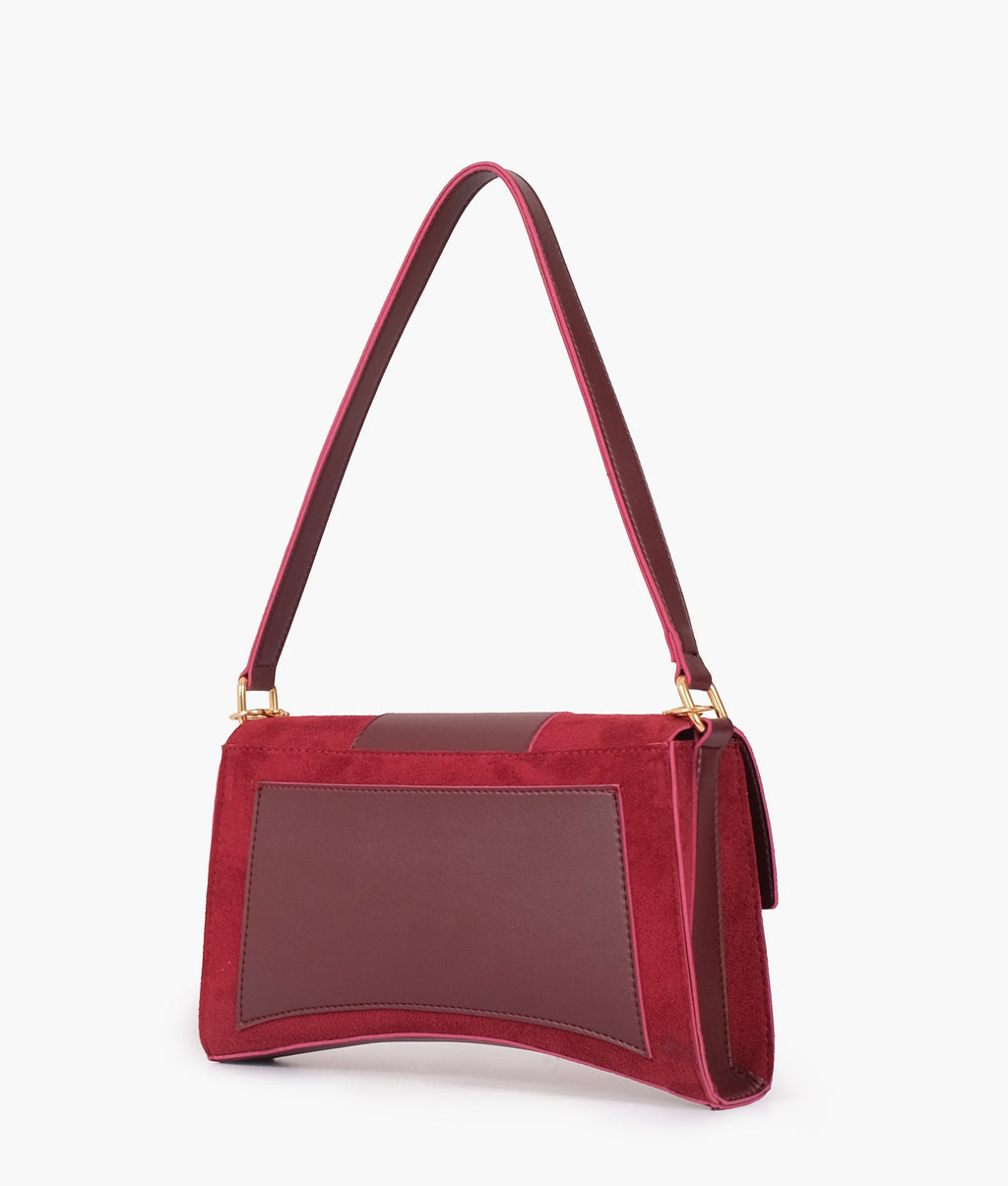 Z.B - Burgundy suede buckle envelope bag