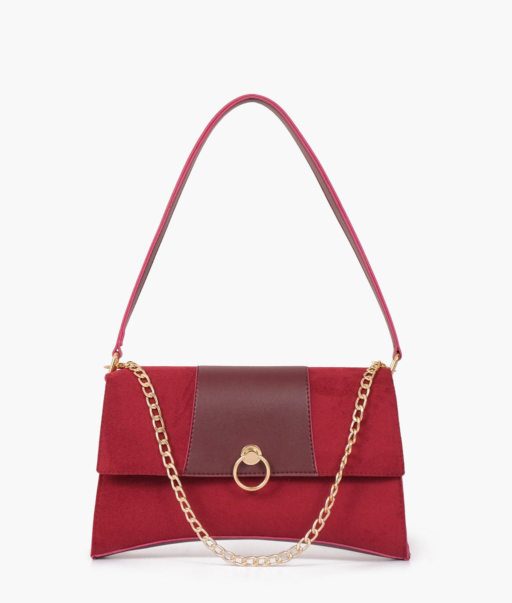 Z.B - Burgundy suede buckle envelope bag