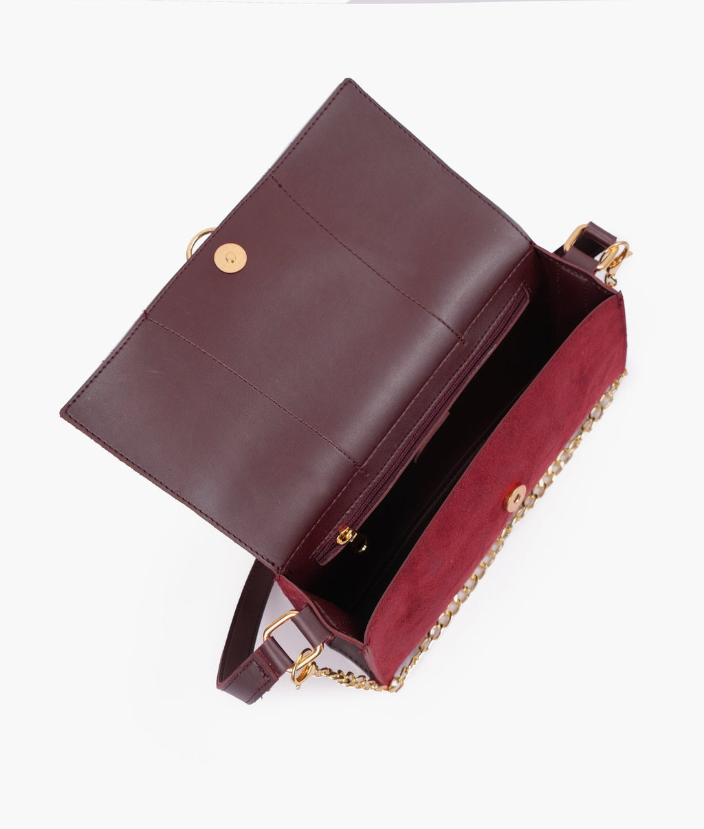 Z.B - Burgundy suede buckle envelope bag