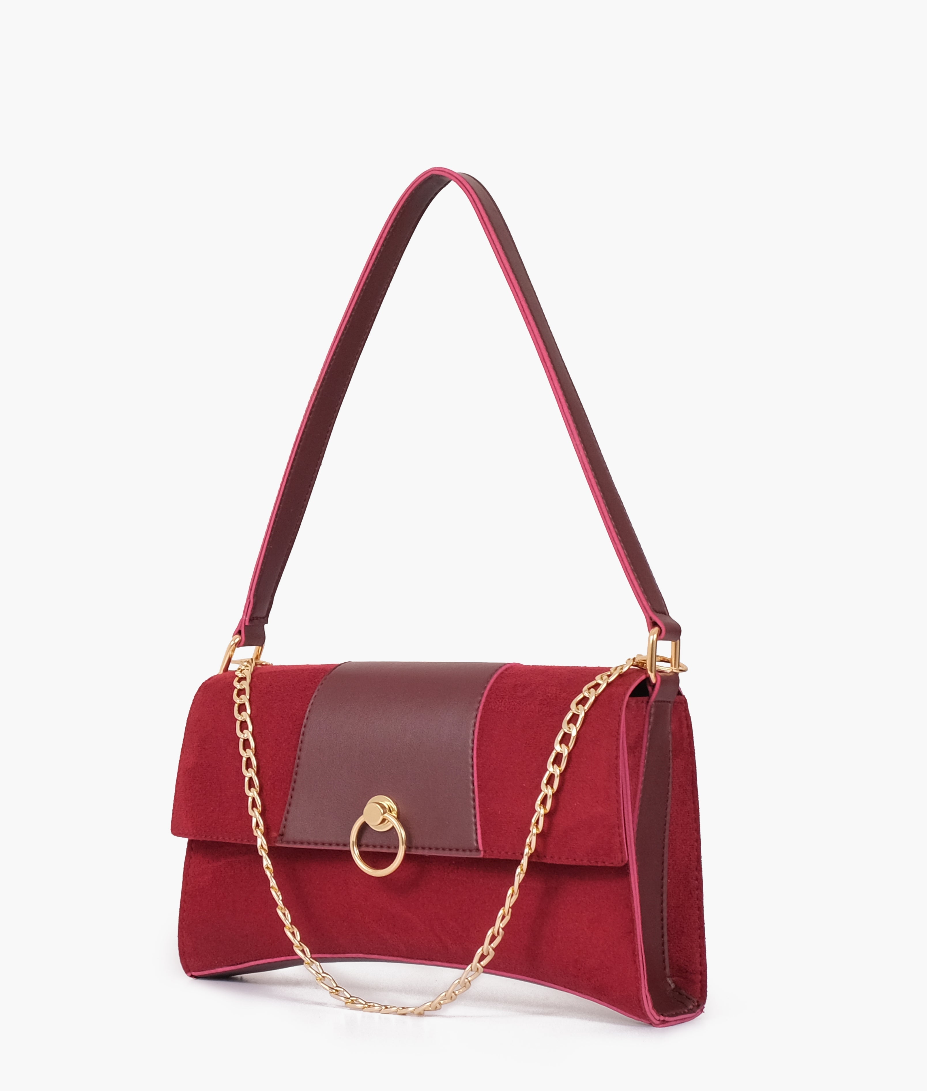 Z.B - Burgundy suede buckle envelope bag